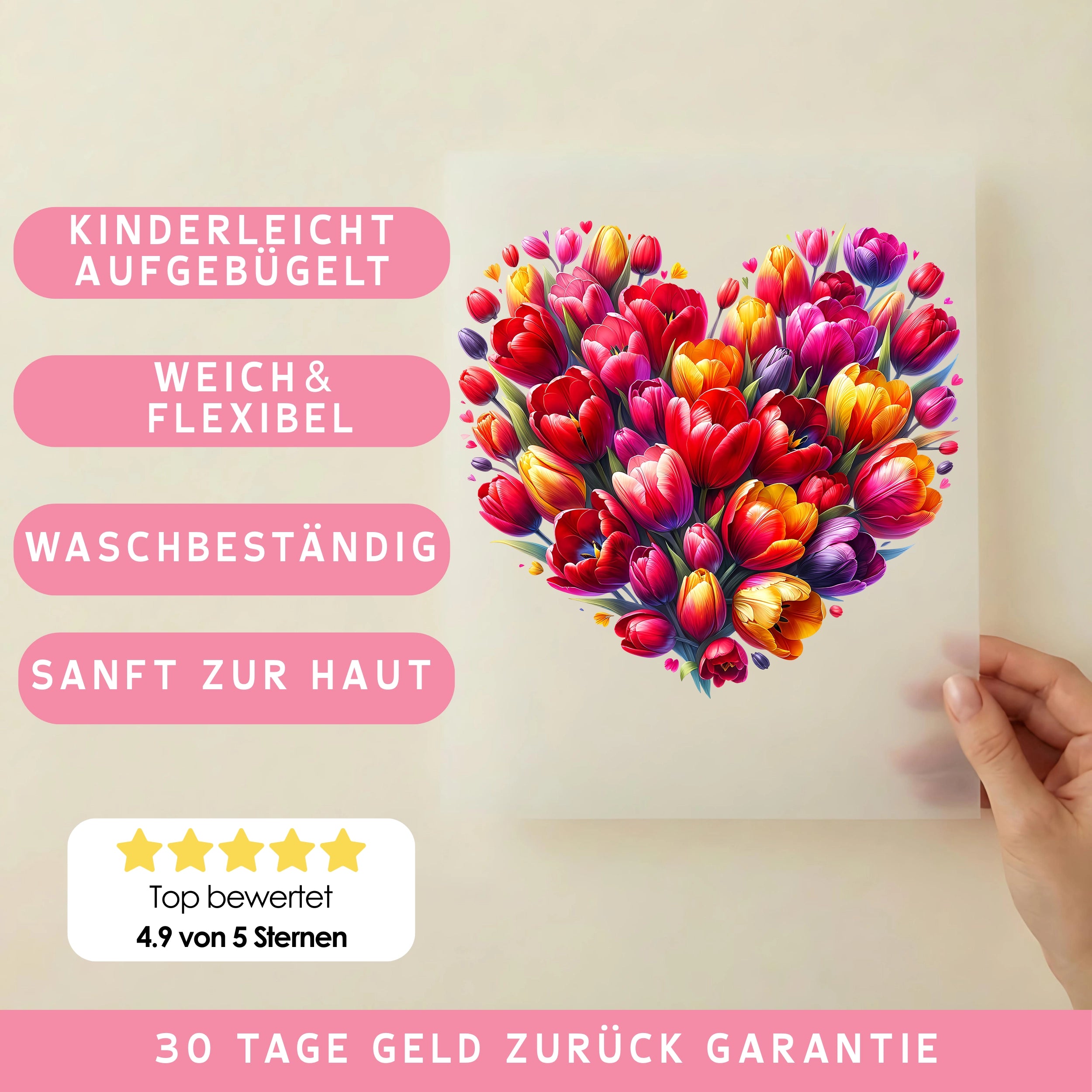 Bügelbild Tulpenzauber Blütenherz