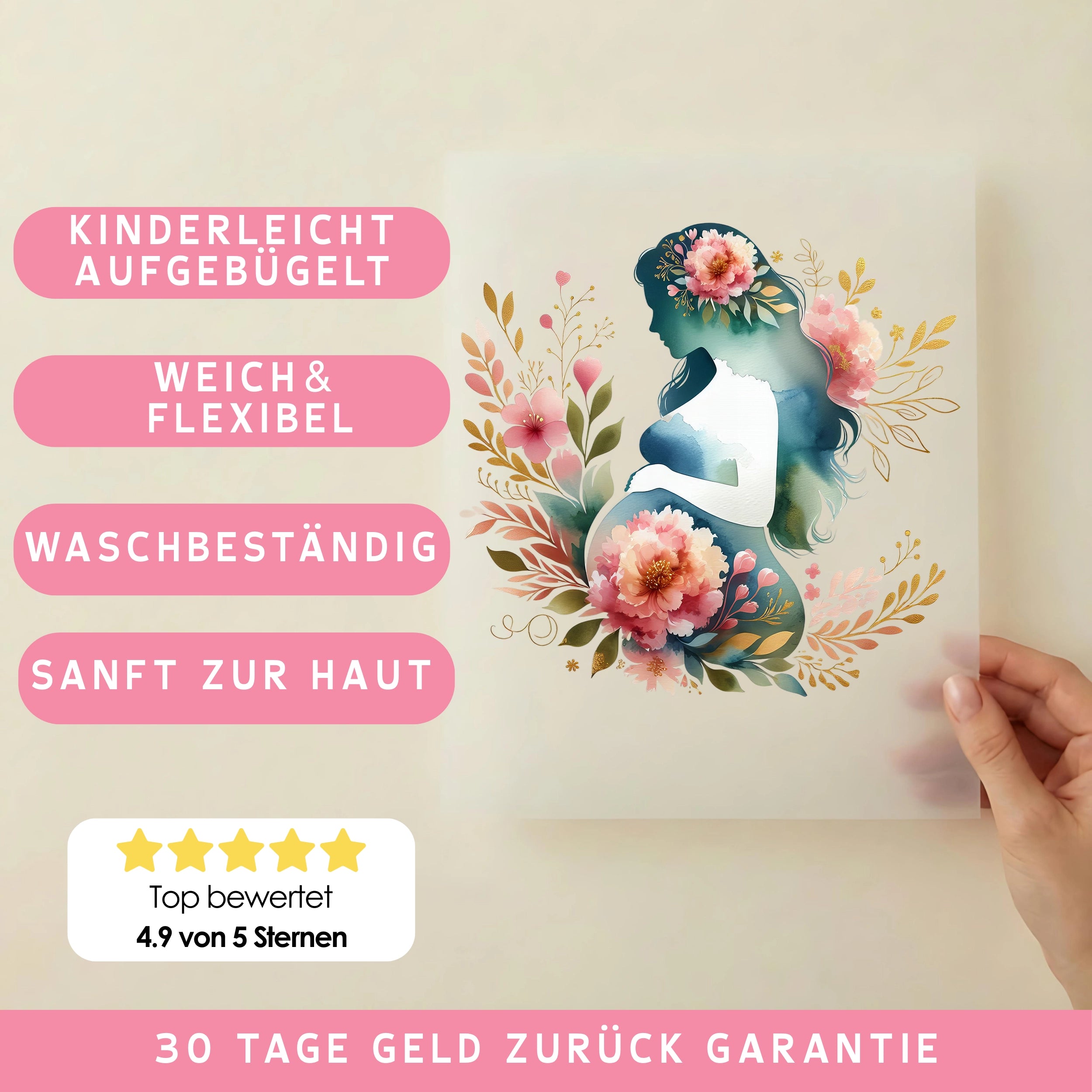Bügelbild Schwangerschaft Mama Natur