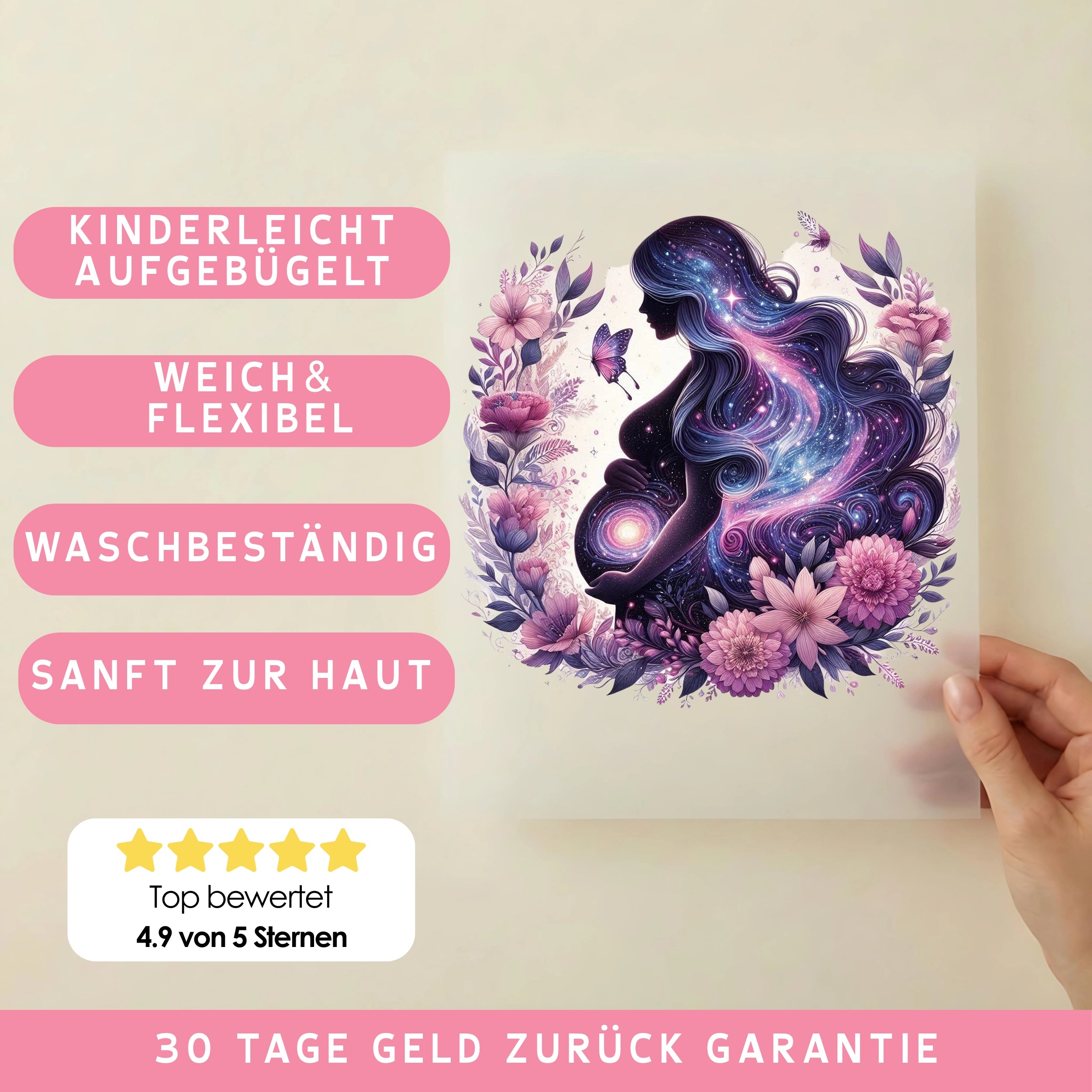 Bügelbild Schwangerschaft Wunder im Bauch
