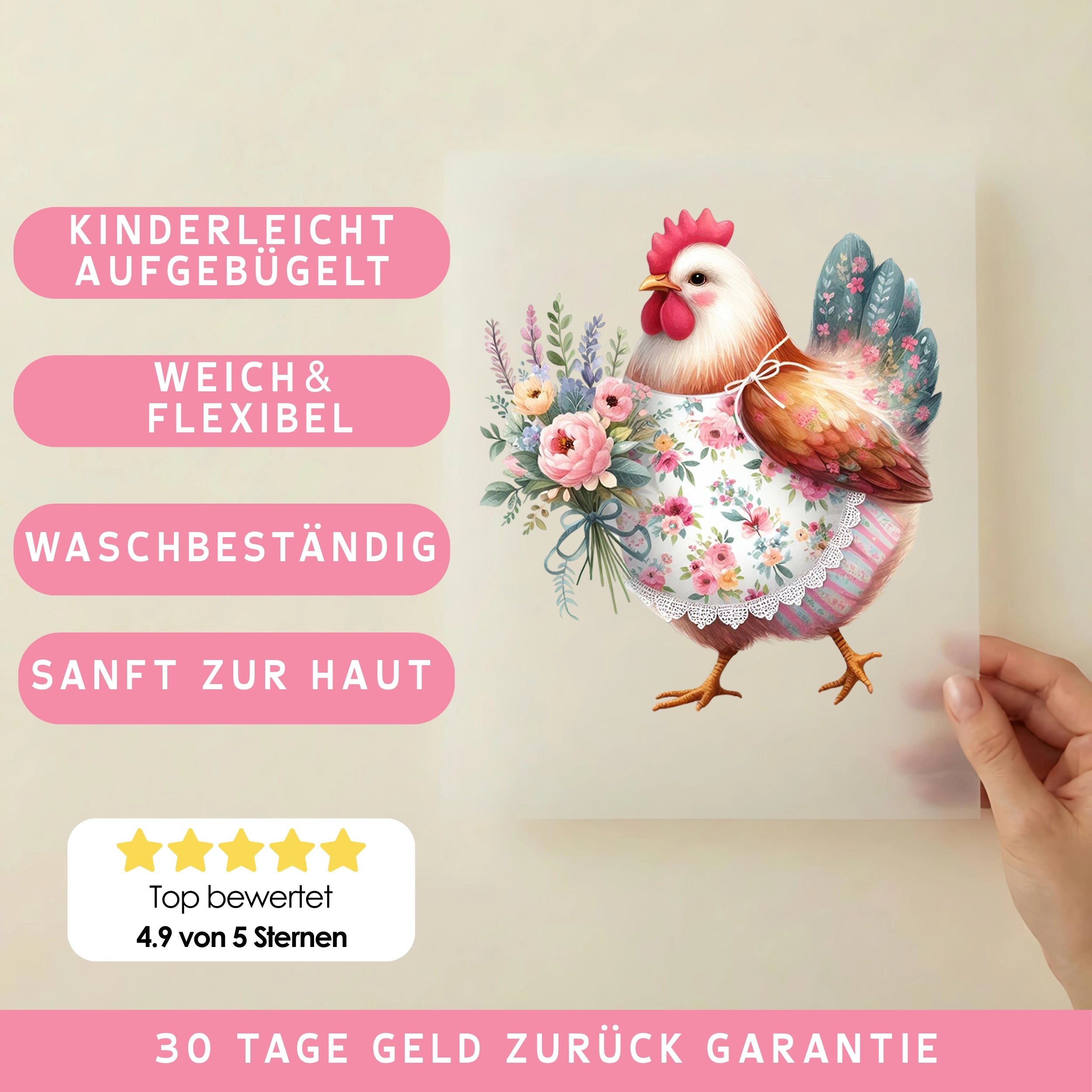 Bügelbild Huhn Rosie