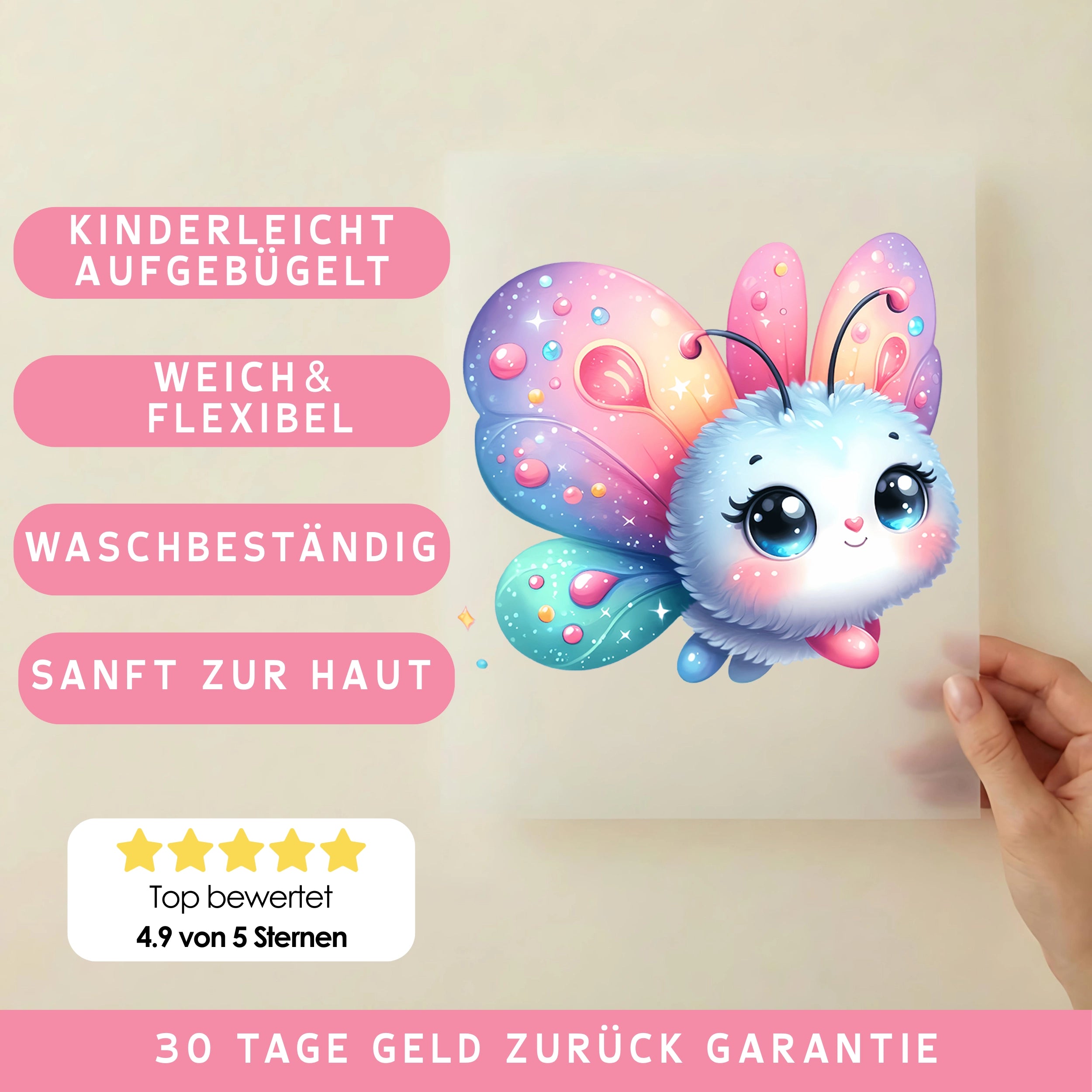 Bügelbild Schmetterling flauschiger Schnuckel