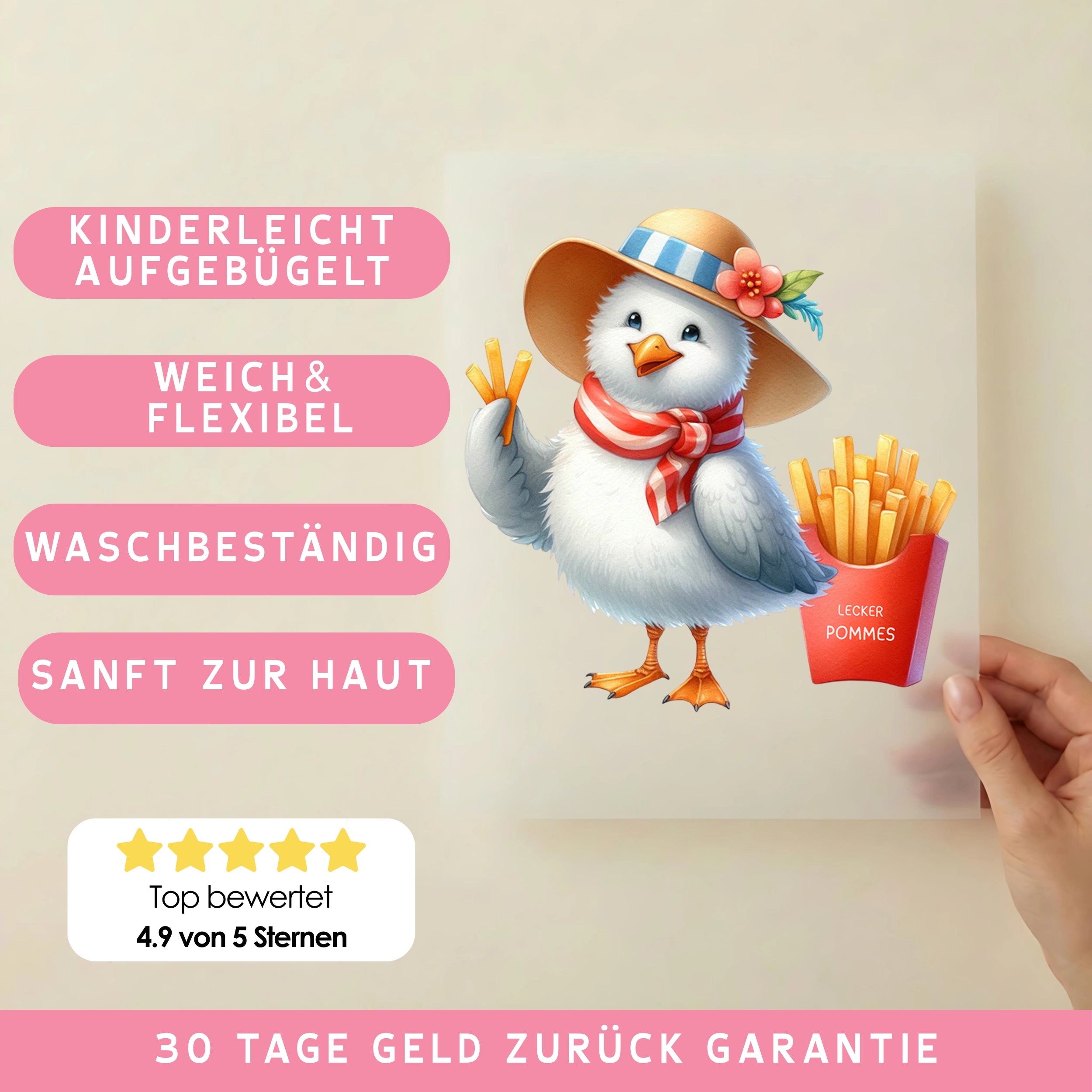 Bügelbild Möwe Pommesdieb