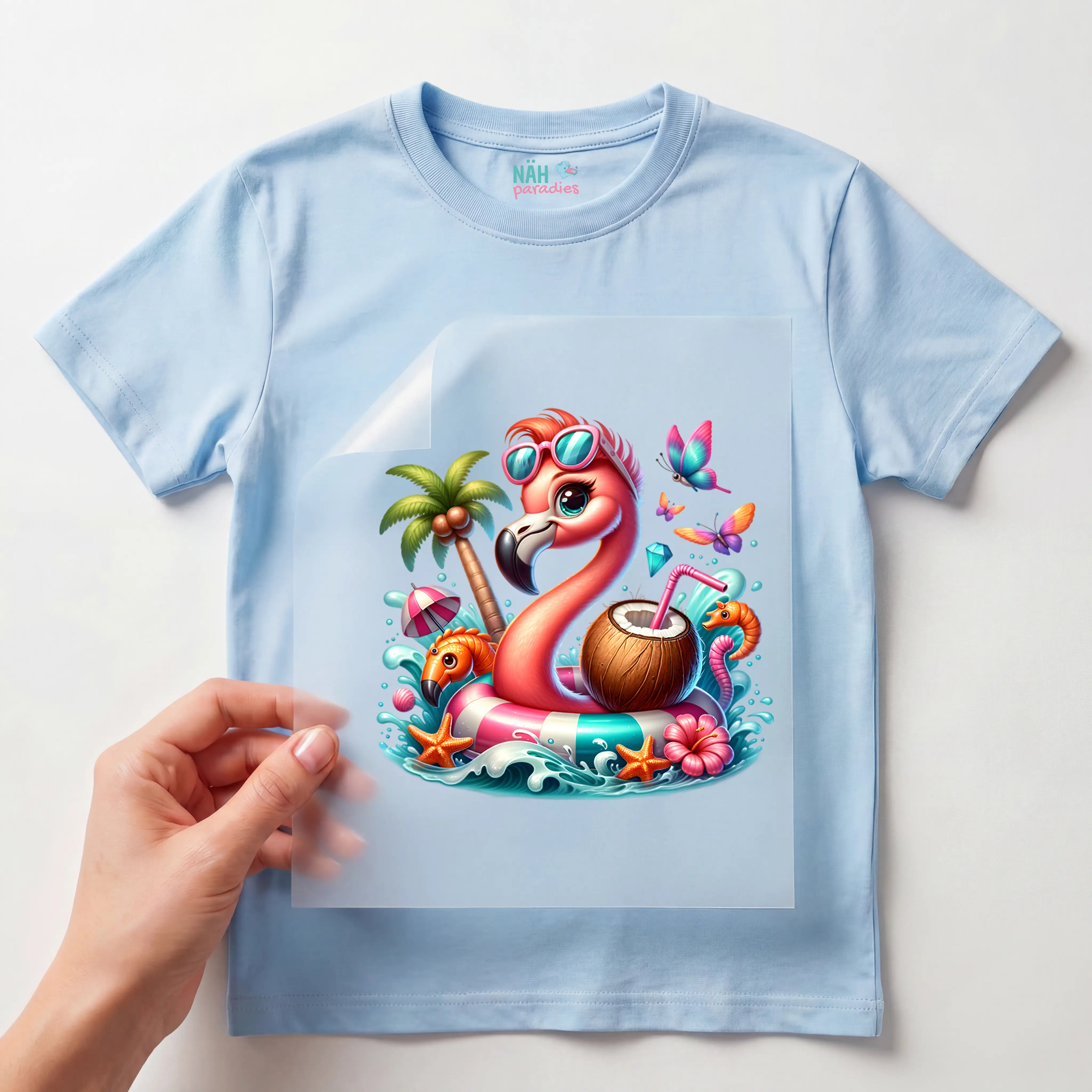 Bügelbild karibischer Flamingo Mumpel