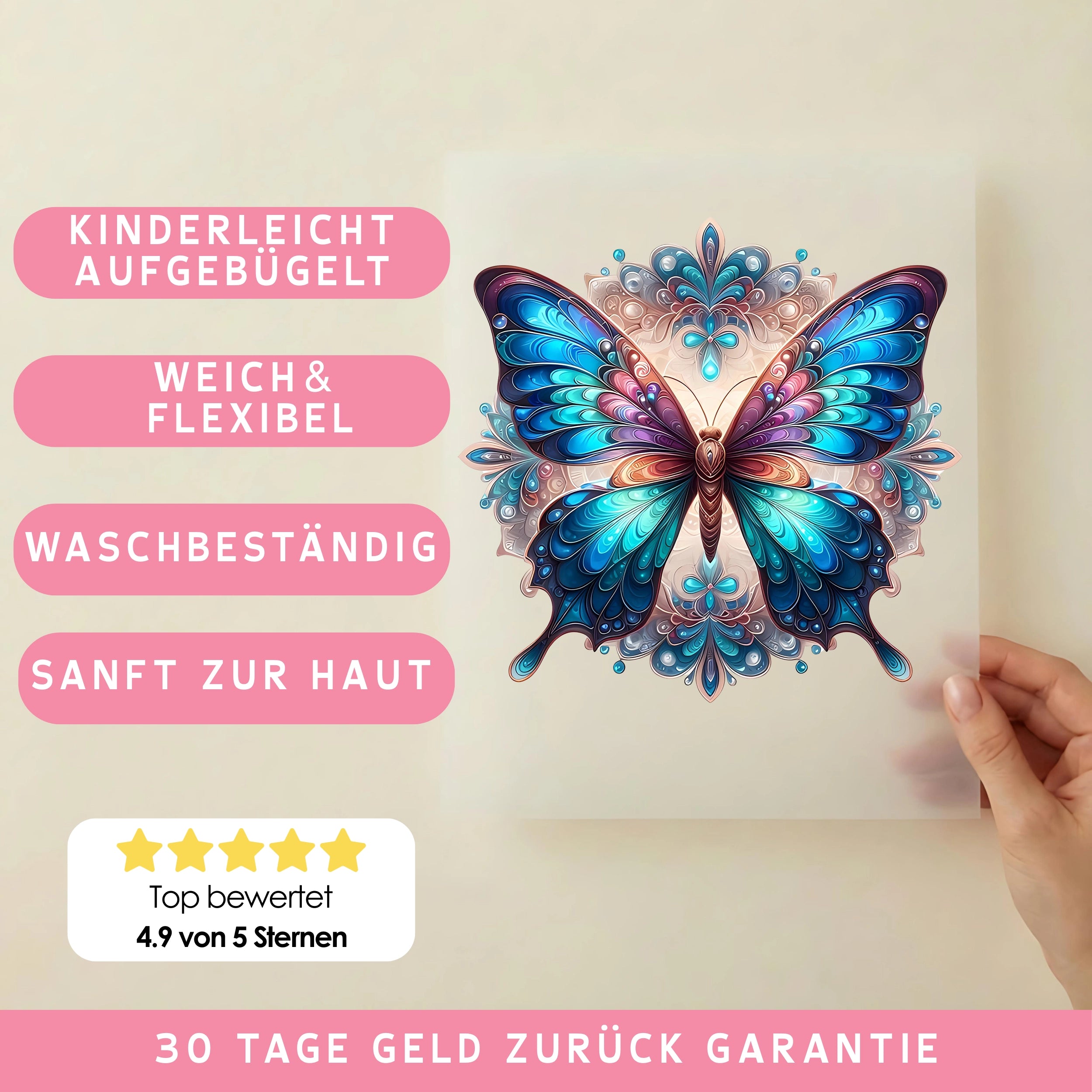 Bügelbild Schmetterling Edelglanz