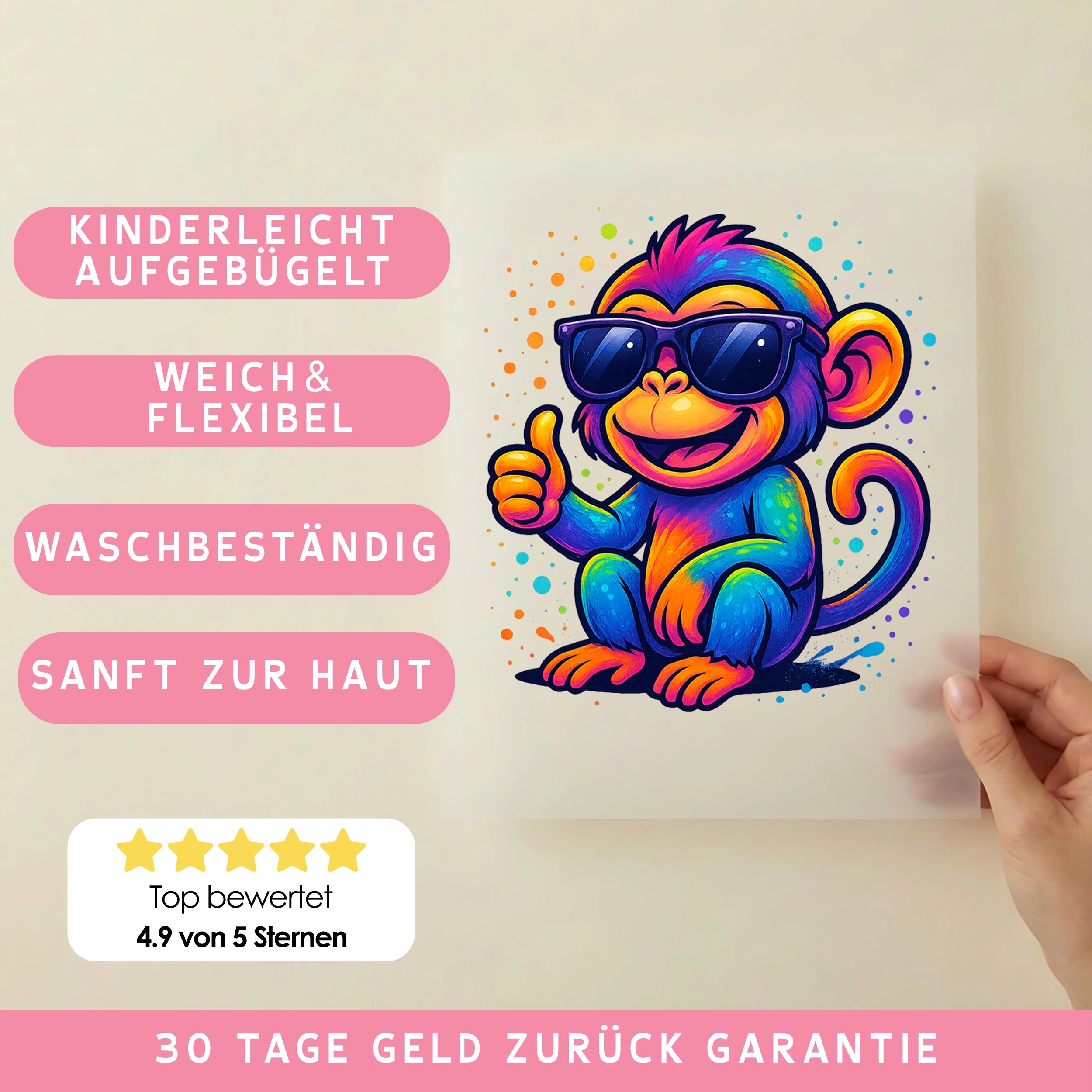 Bügelbild Affe Funky Monkey