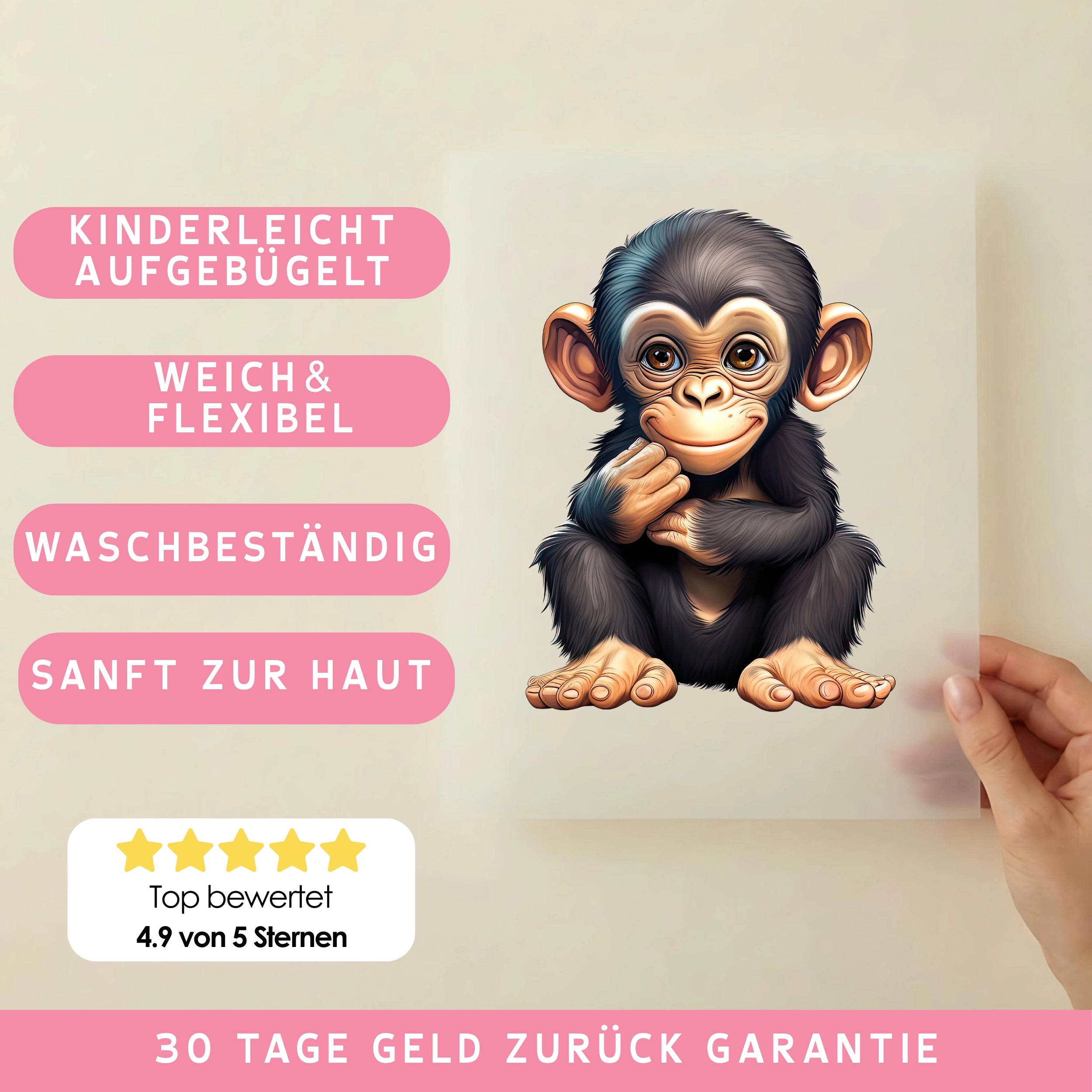 Bügelbild Äffchen Banjo