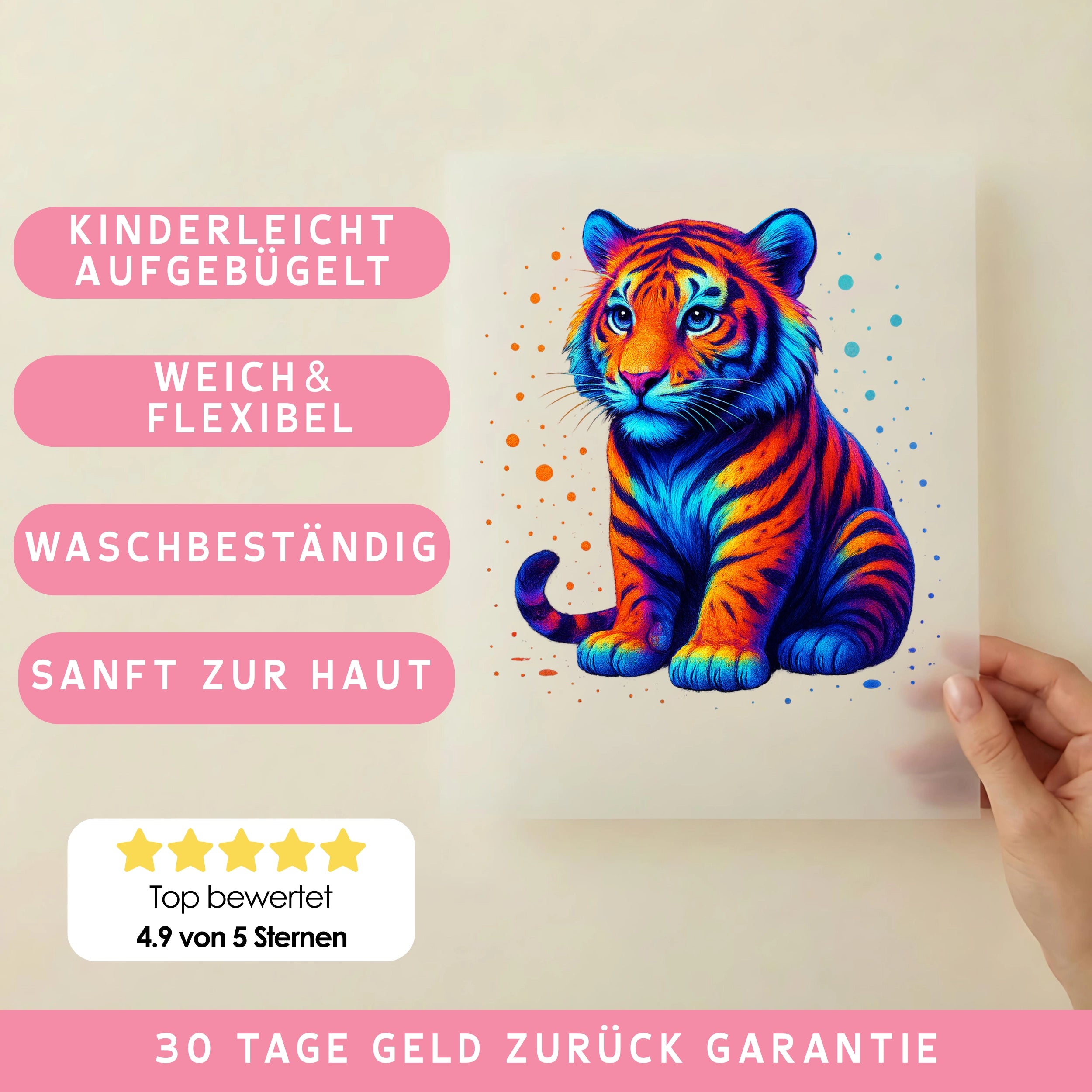 Bügelbild Tiger Dschungelglanz