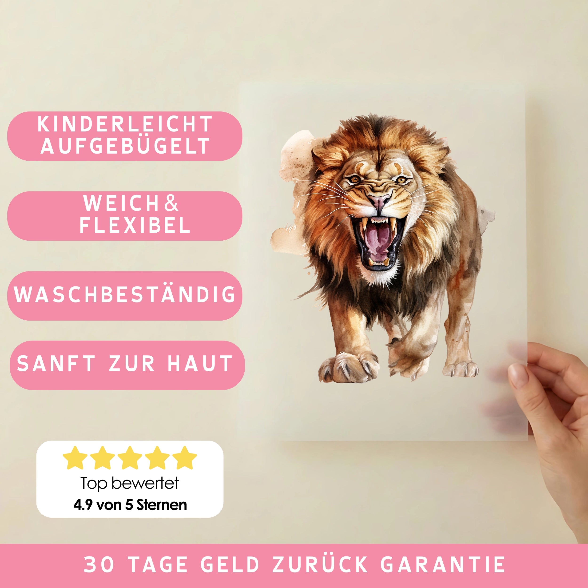 Bügelbild Brüllender Löwe