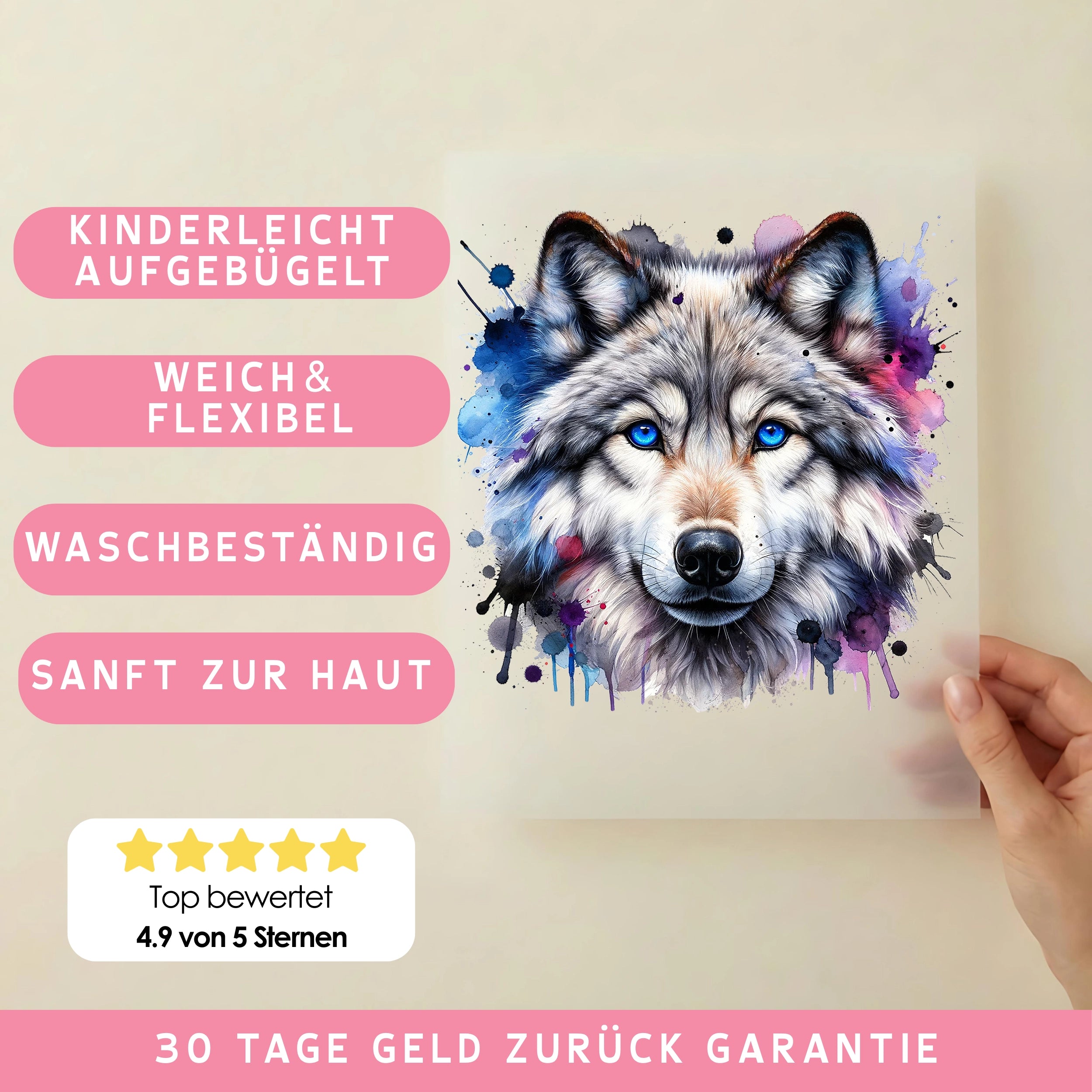 Bügelbild Zauberhafter Wolf