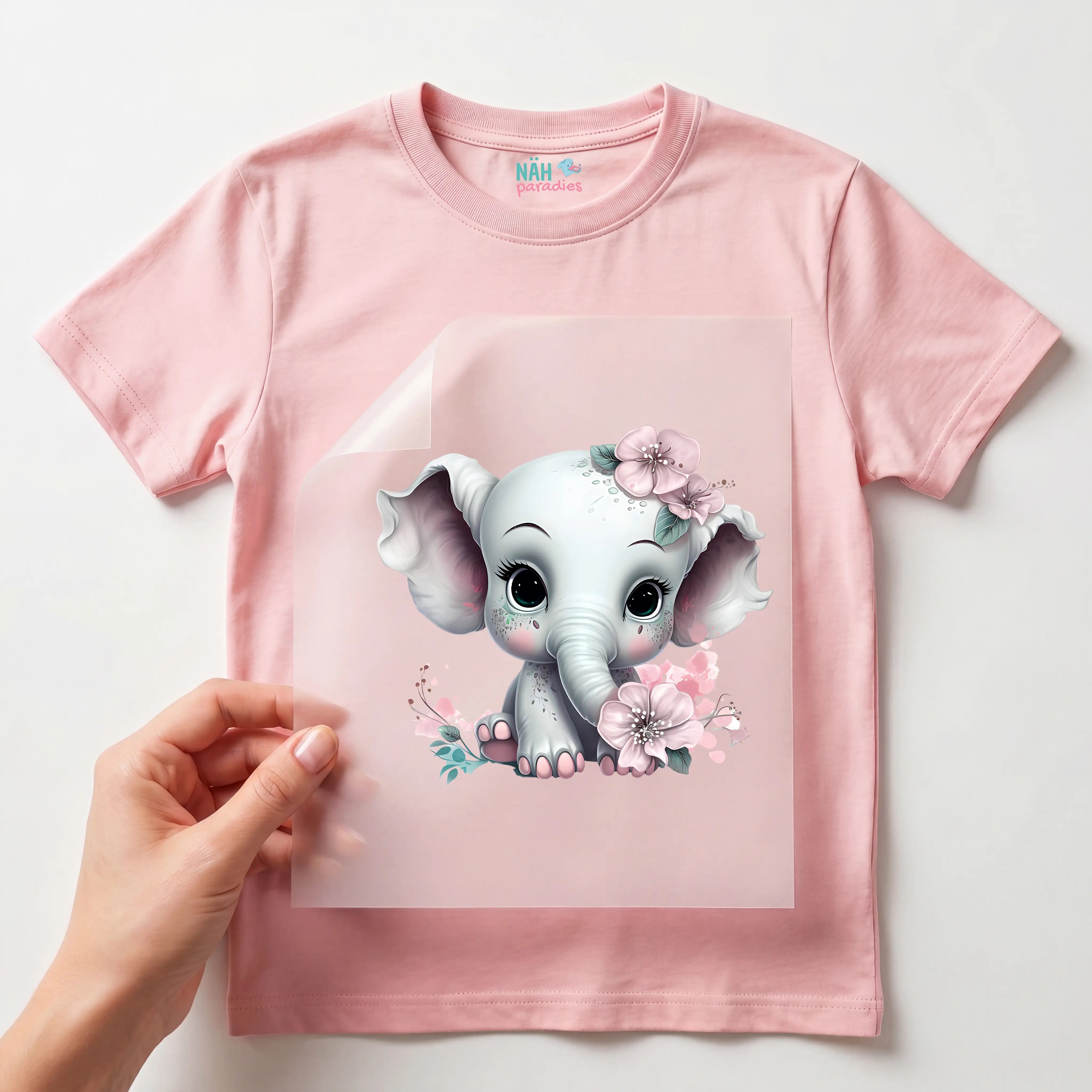 Bügelbild Elefant Baby Rosa