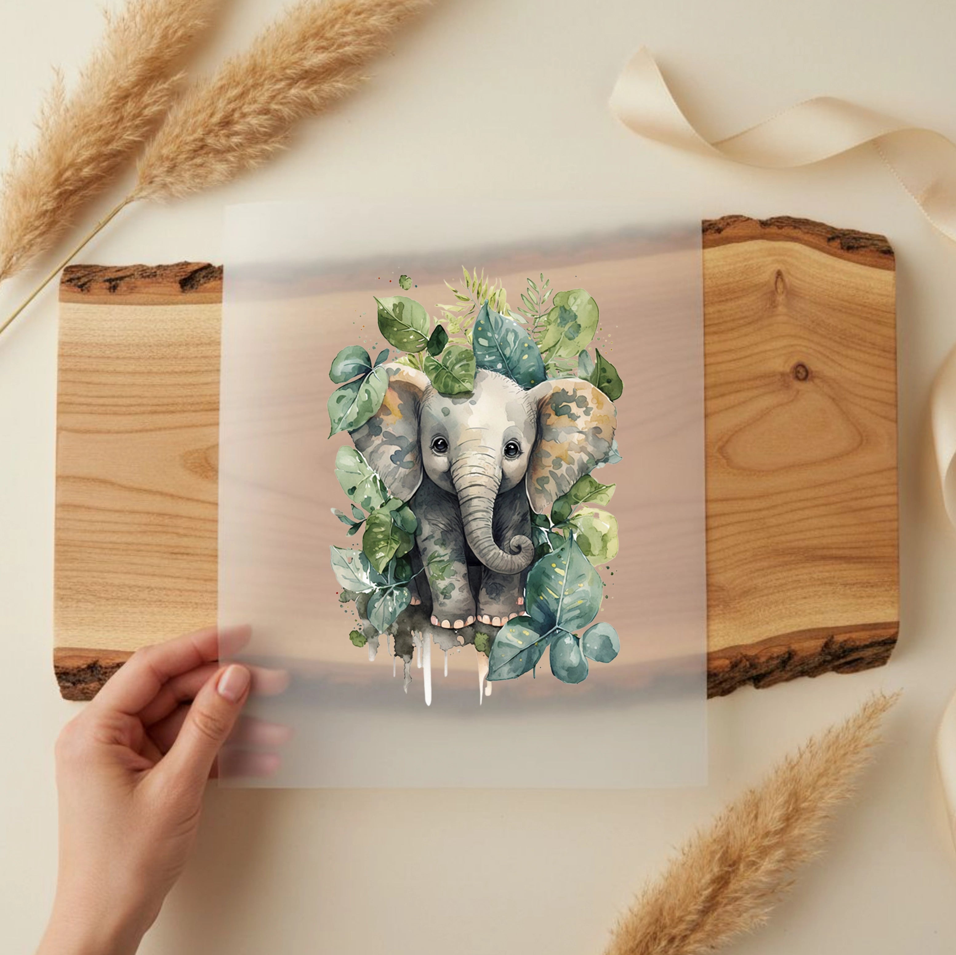 Bügelbild Elefant Grün