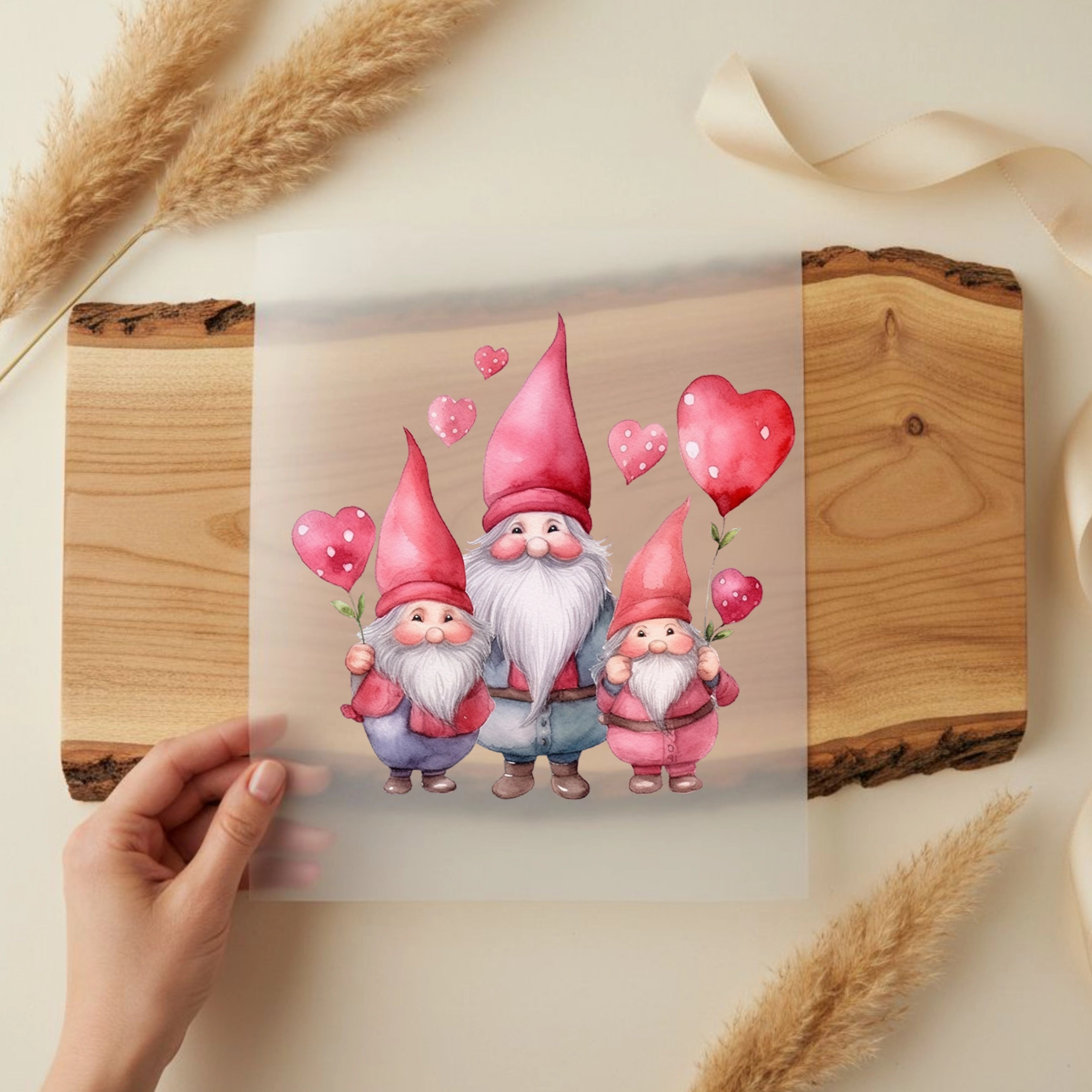 Bügelbild Zwergen Familie Herzchen