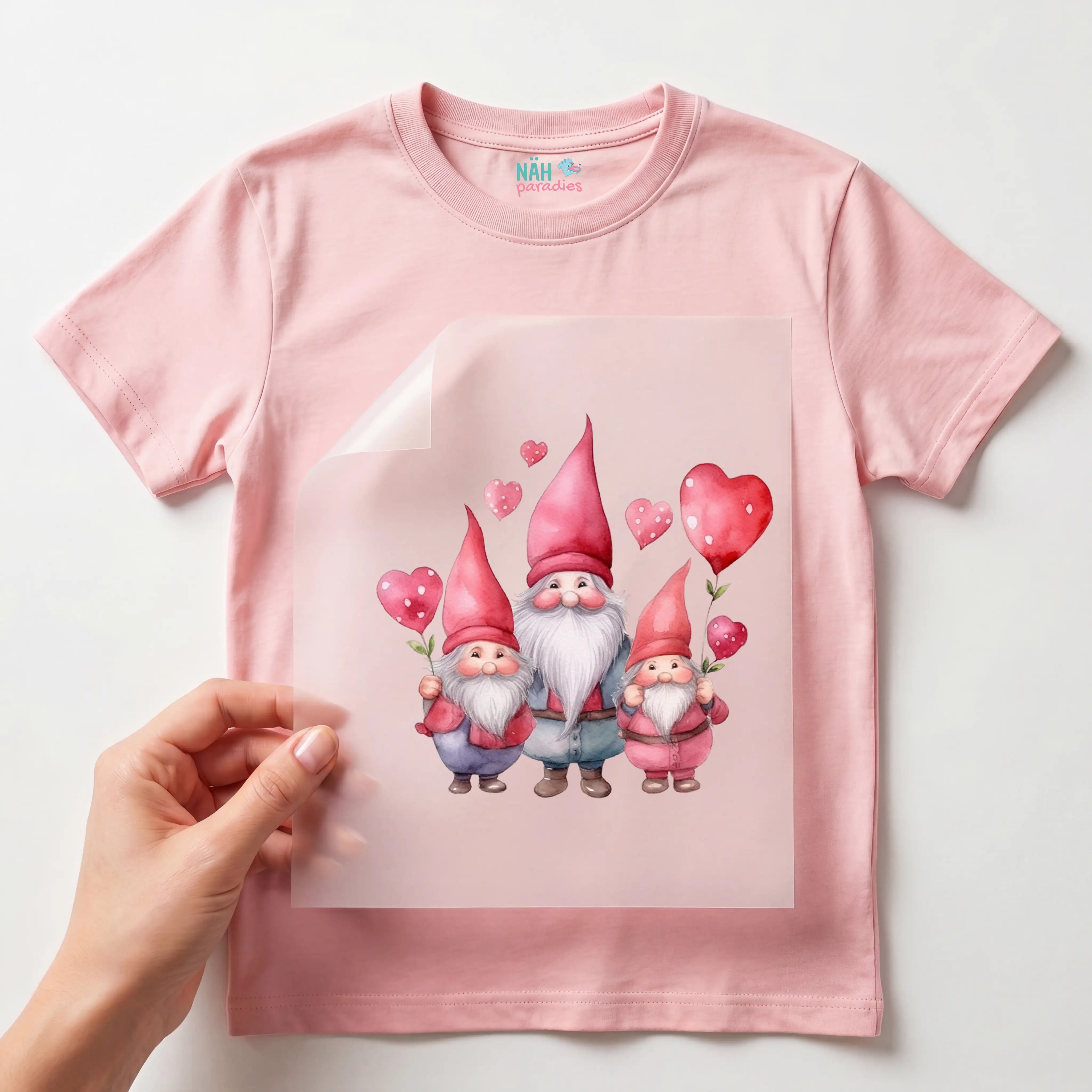 Bügelbild Zwergen Familie Herzchen