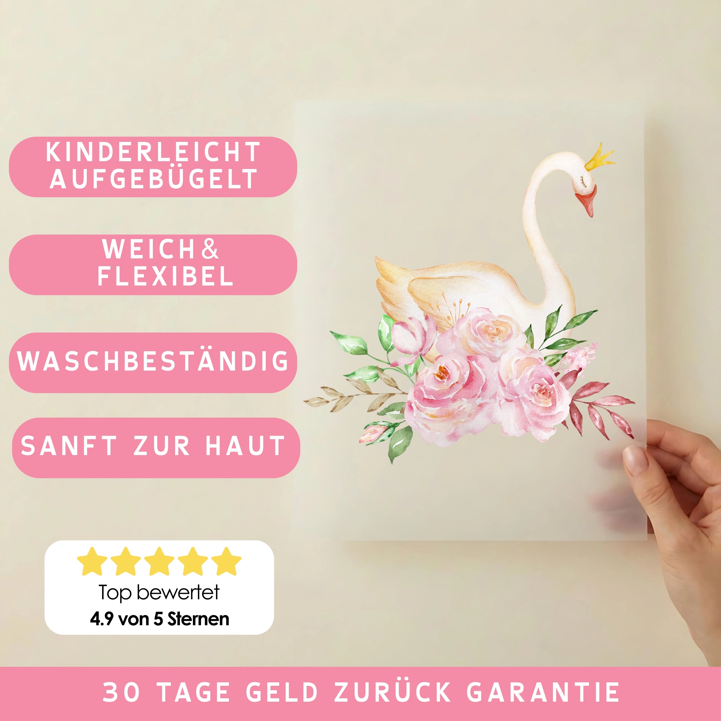 Bügelbild Schwan Blumenkönigin