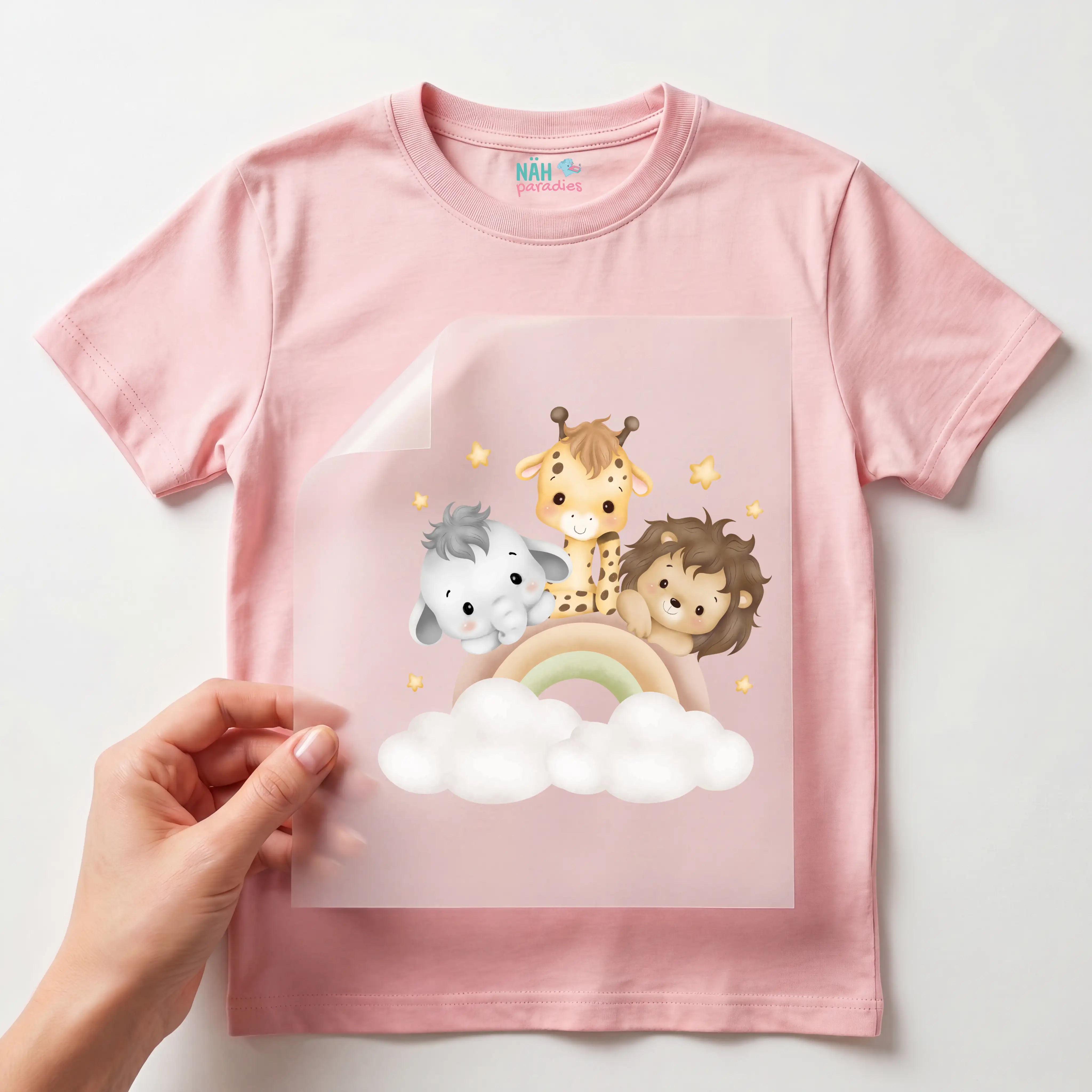 Bügelbild Safari Freunde Regenbogen
