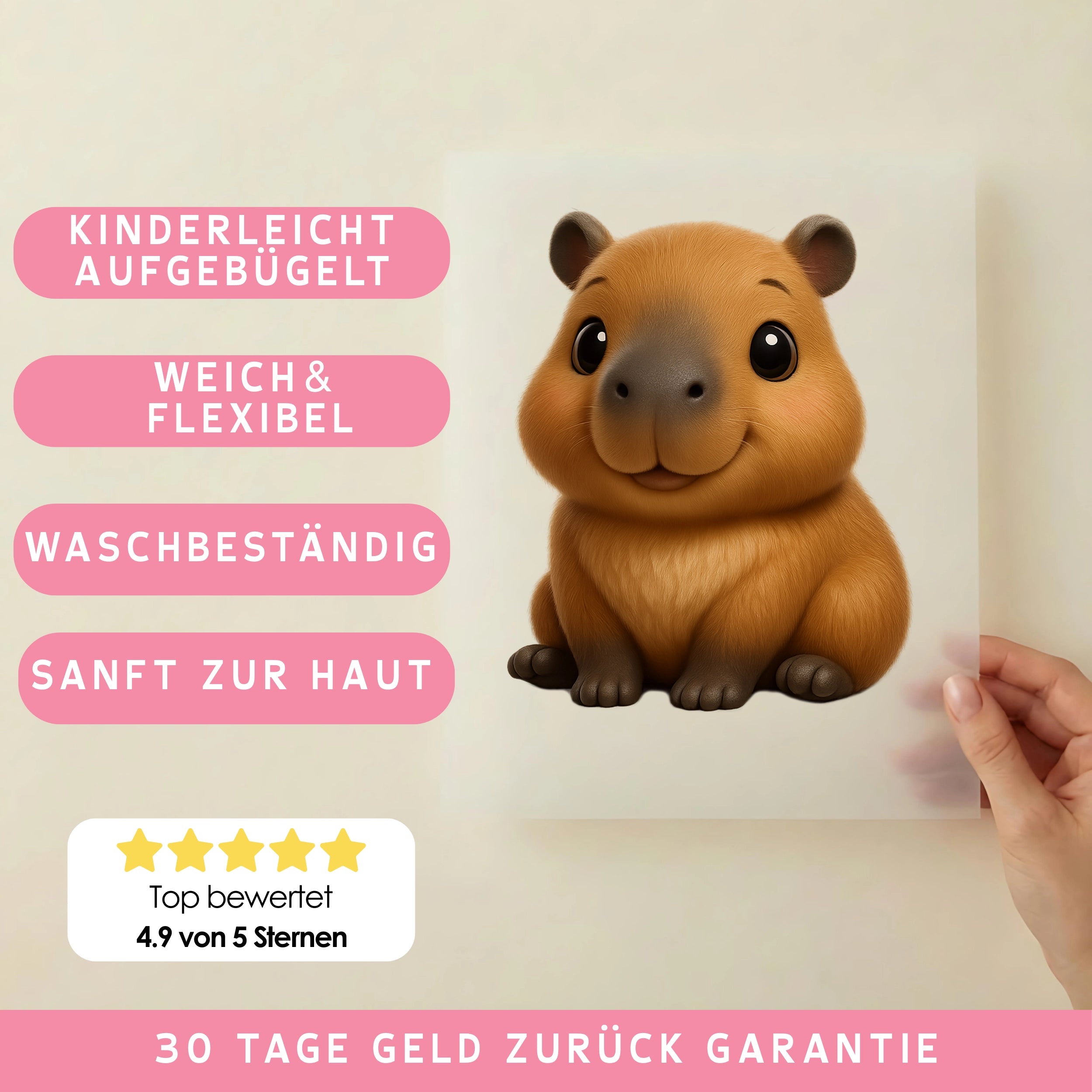 Bügelbild Capybara Knuffelnase