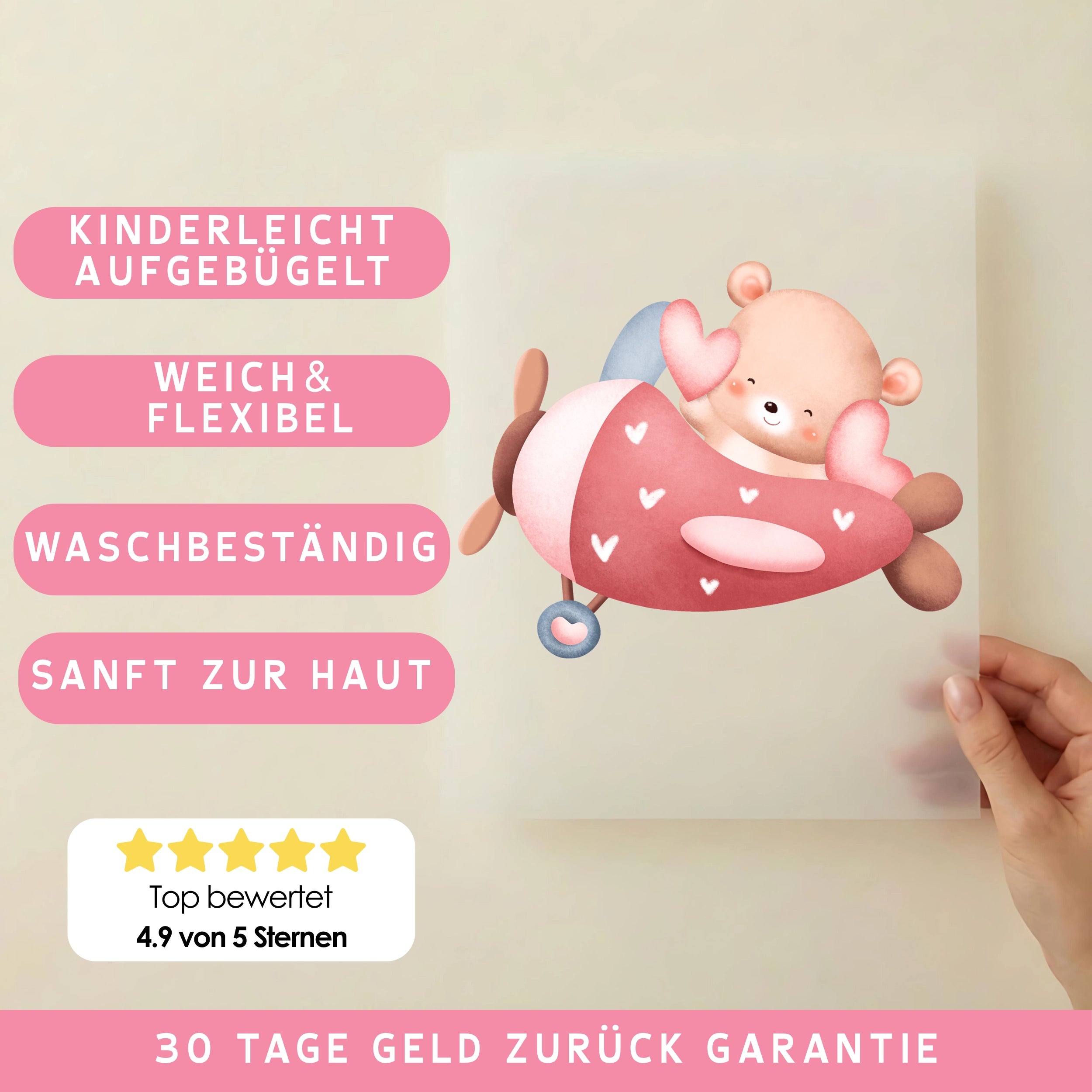Bügelbild Bär Liebes Flugzeug