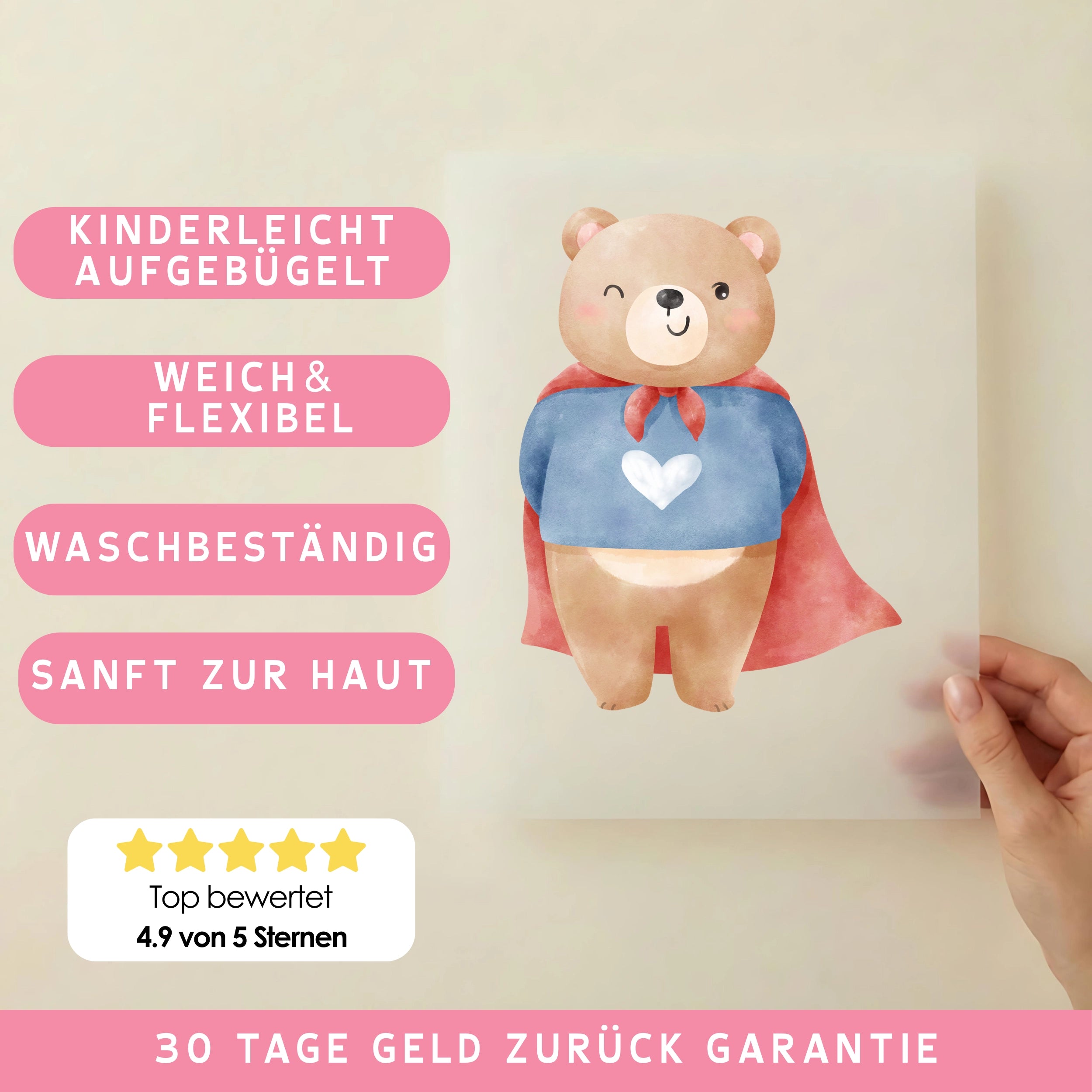 Bügelbild Super Bär Held