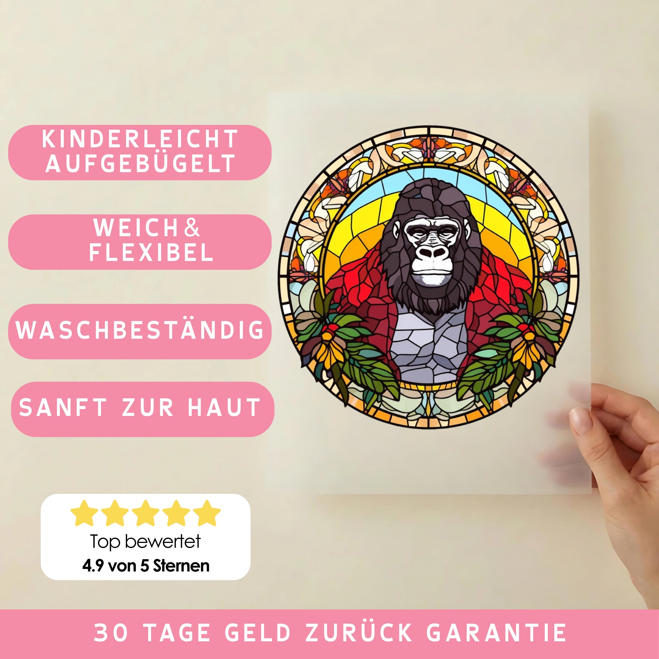 Bügelbild Mosaik Gorilla