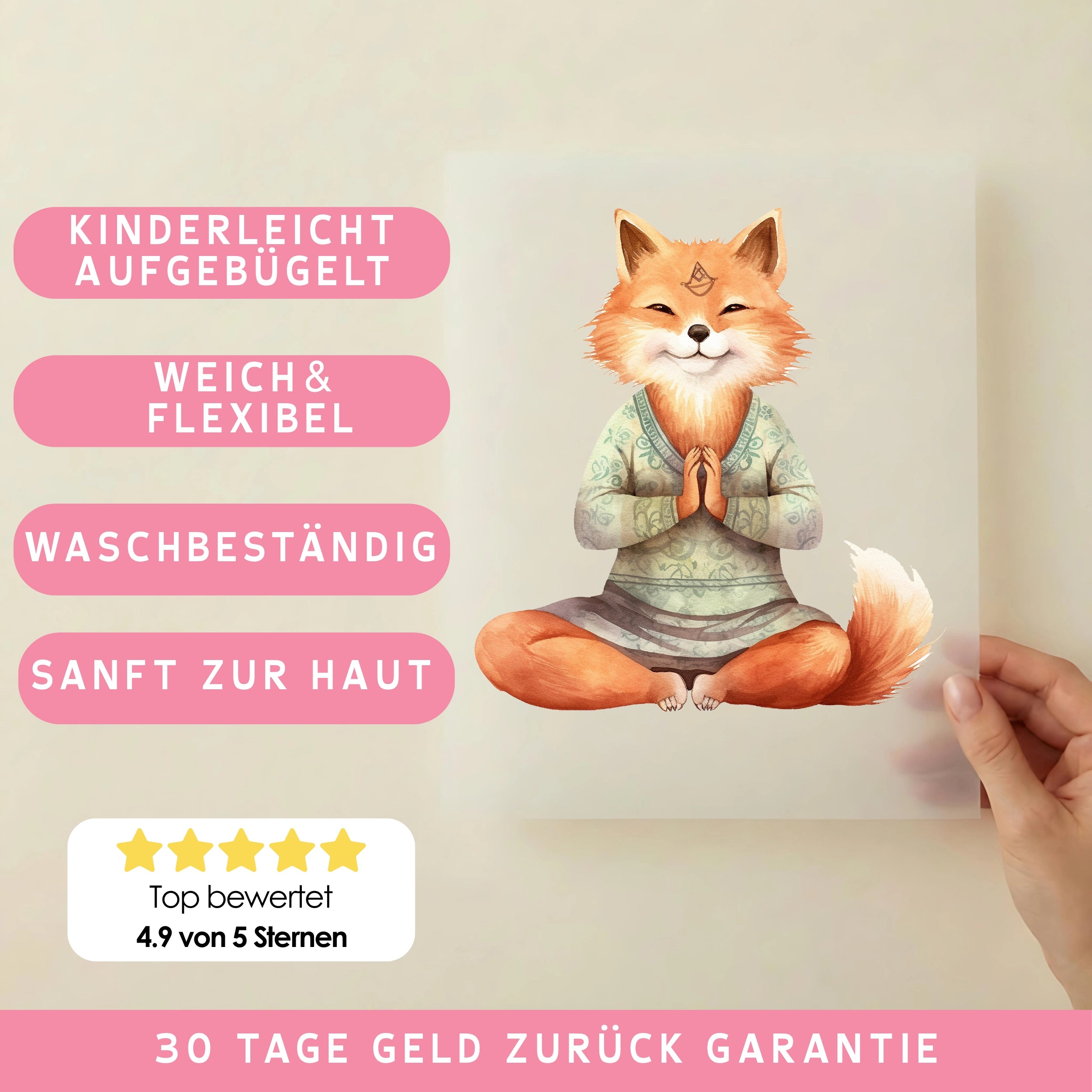 Bügelbild Yoga Fuchs Spirit