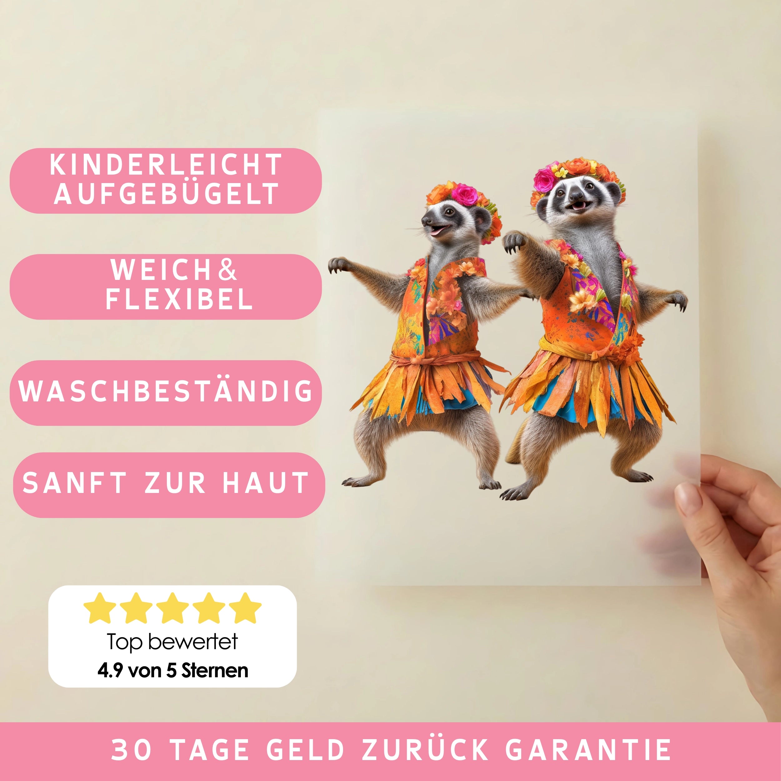 Bügelbild Tanzbrüder Erdmännchen