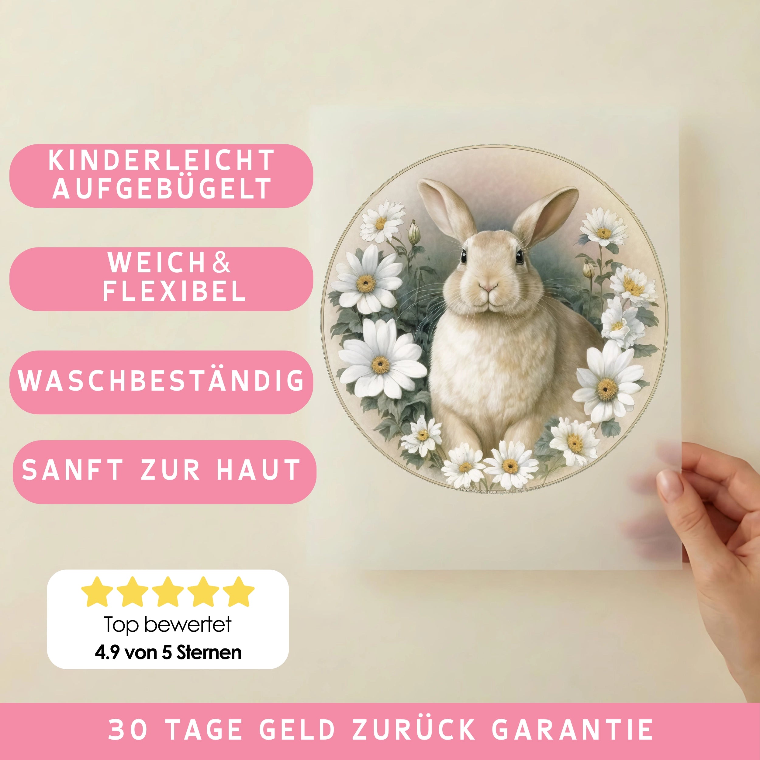 Bügelbild Hase Kamillenliebe