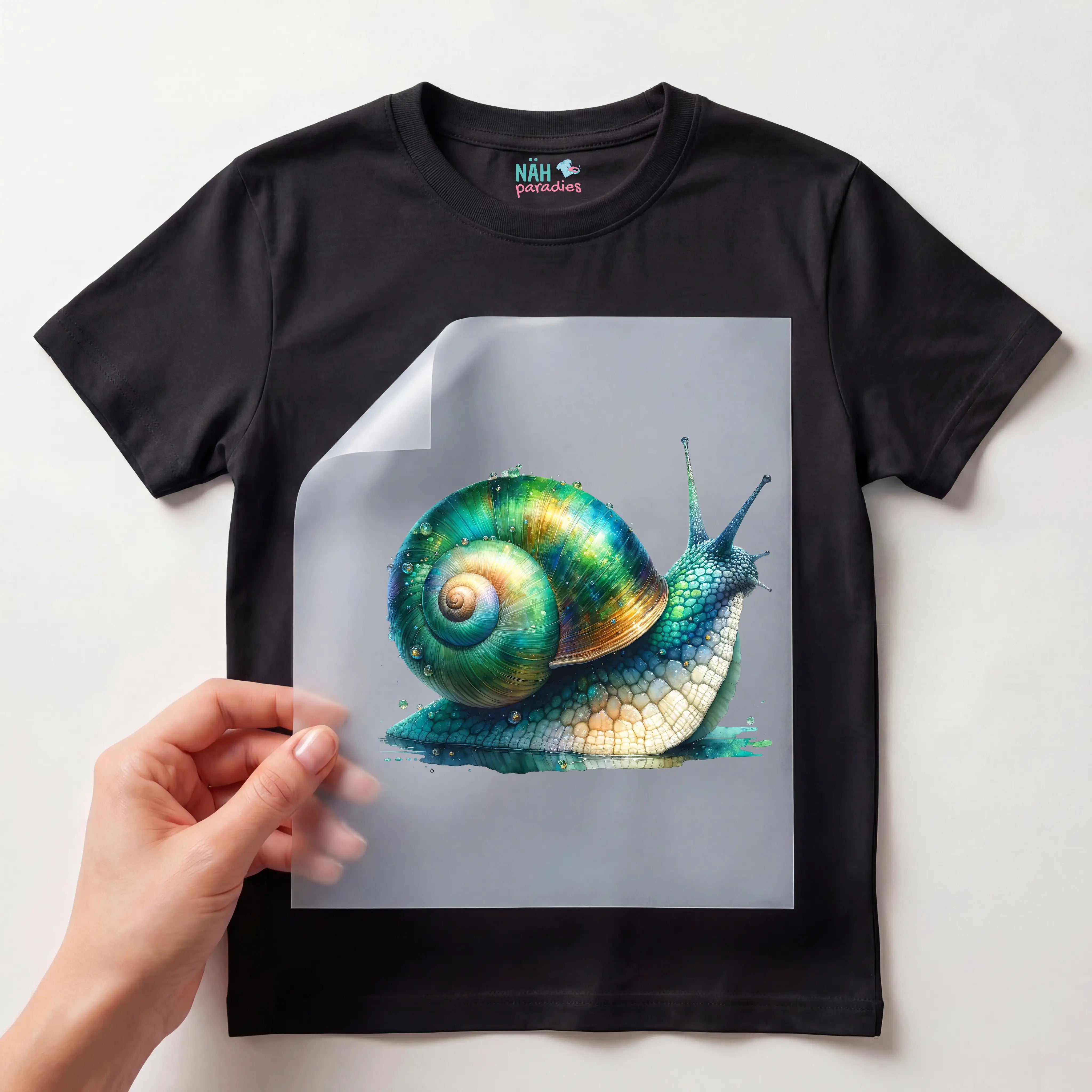 Bügelbild Schnecke Grün