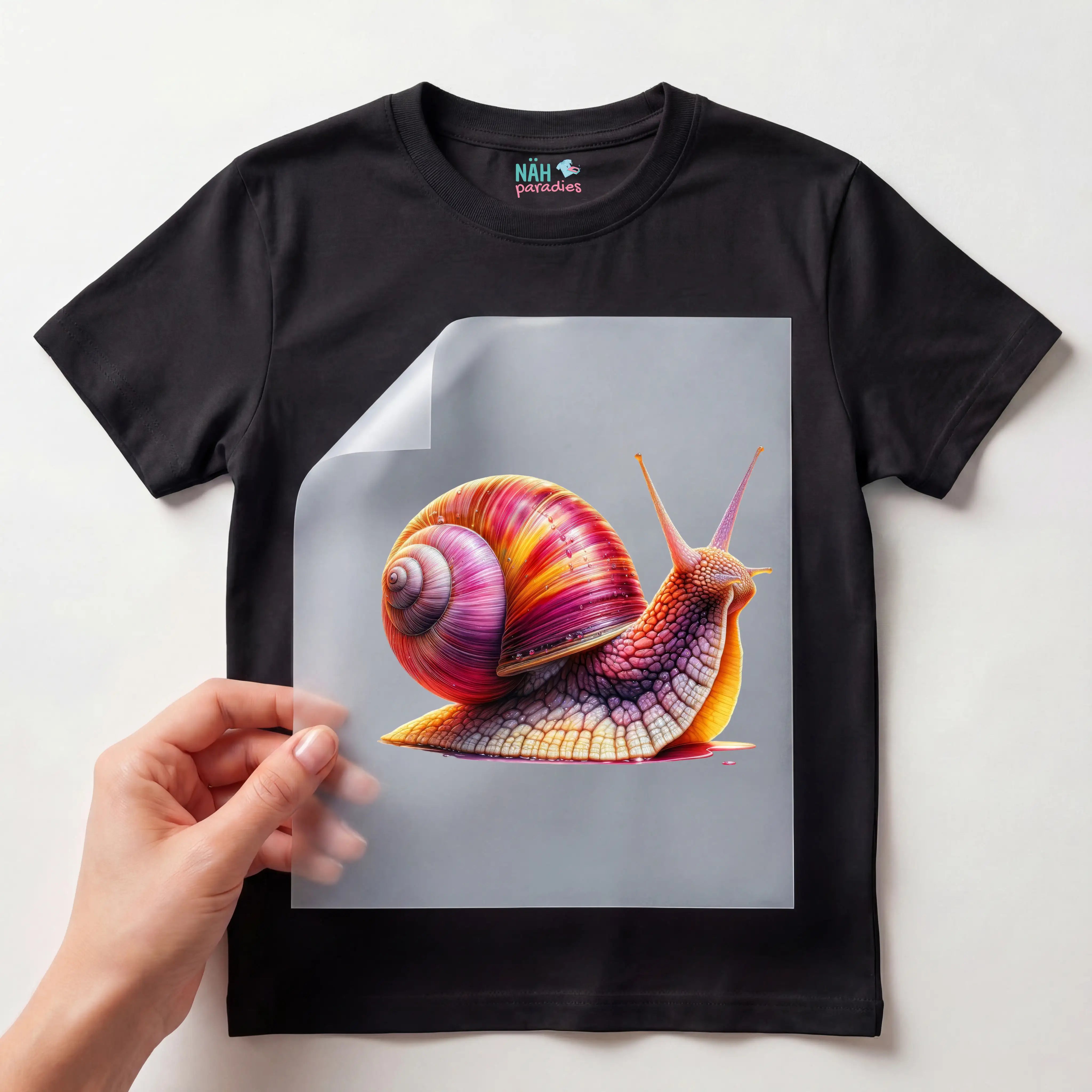 Bügelbild Schnecke Rosa Rot