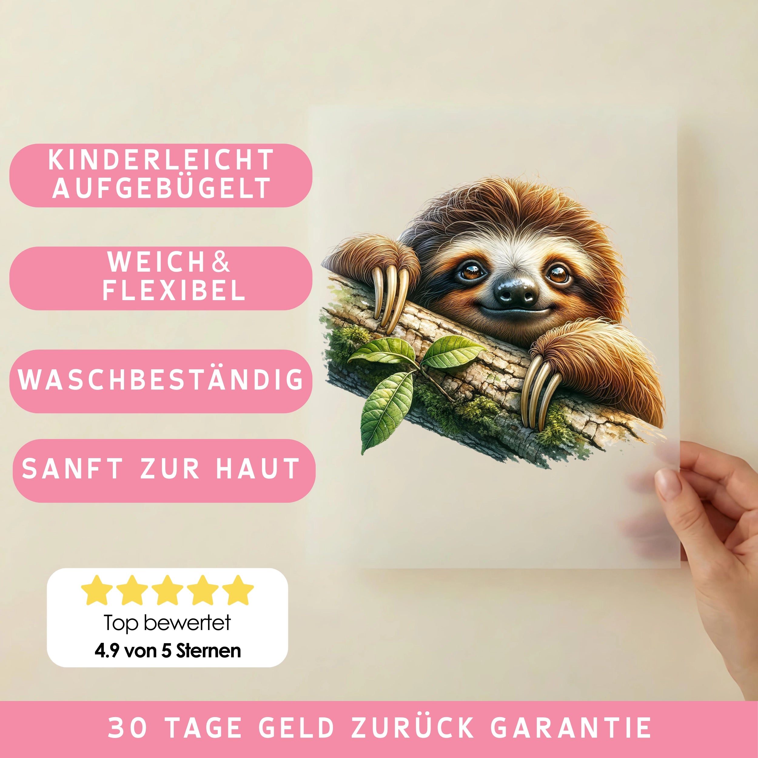 Bügelbild Faultier Entspanni