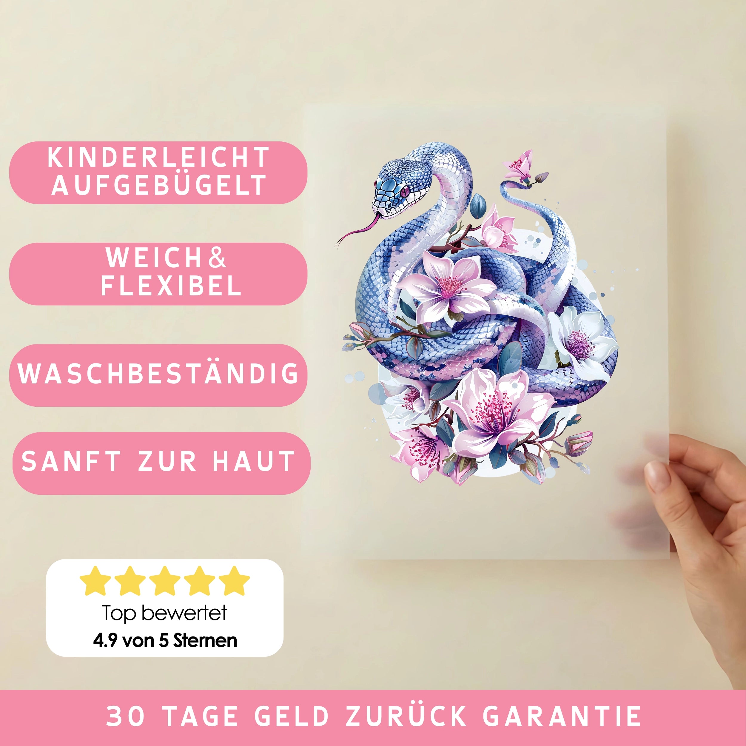 Bügelbild Schlange Magnolienbiss