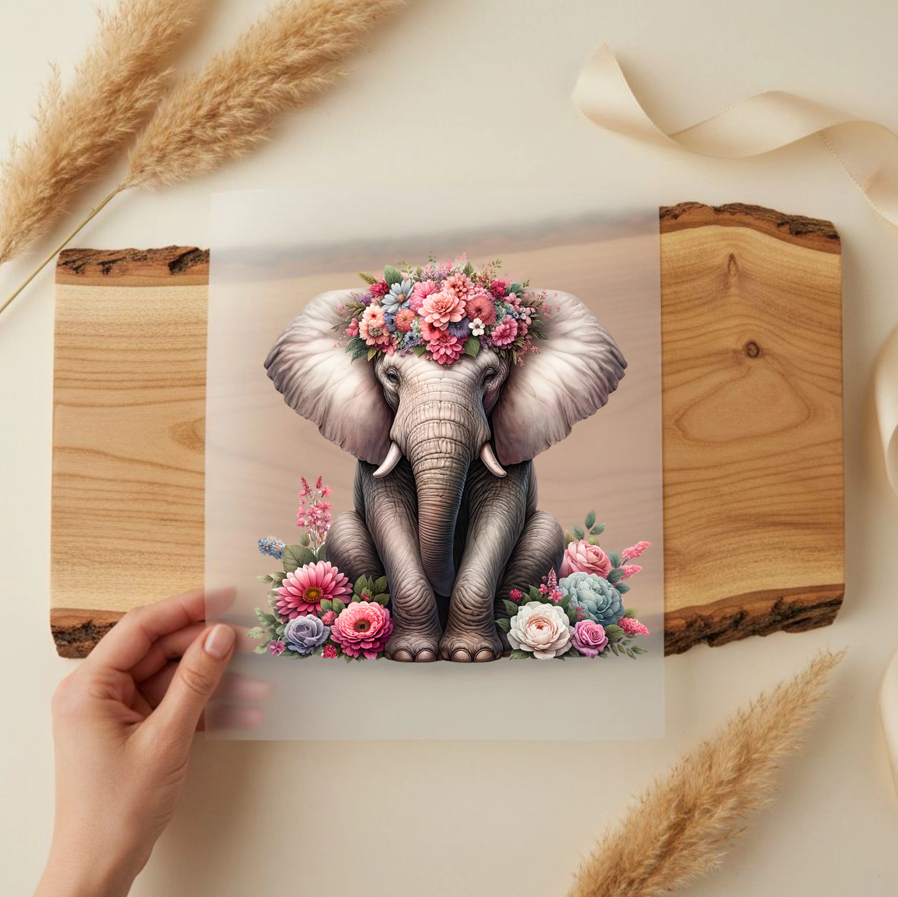 Bügelbild Elefant Sanfte Riesenliebe