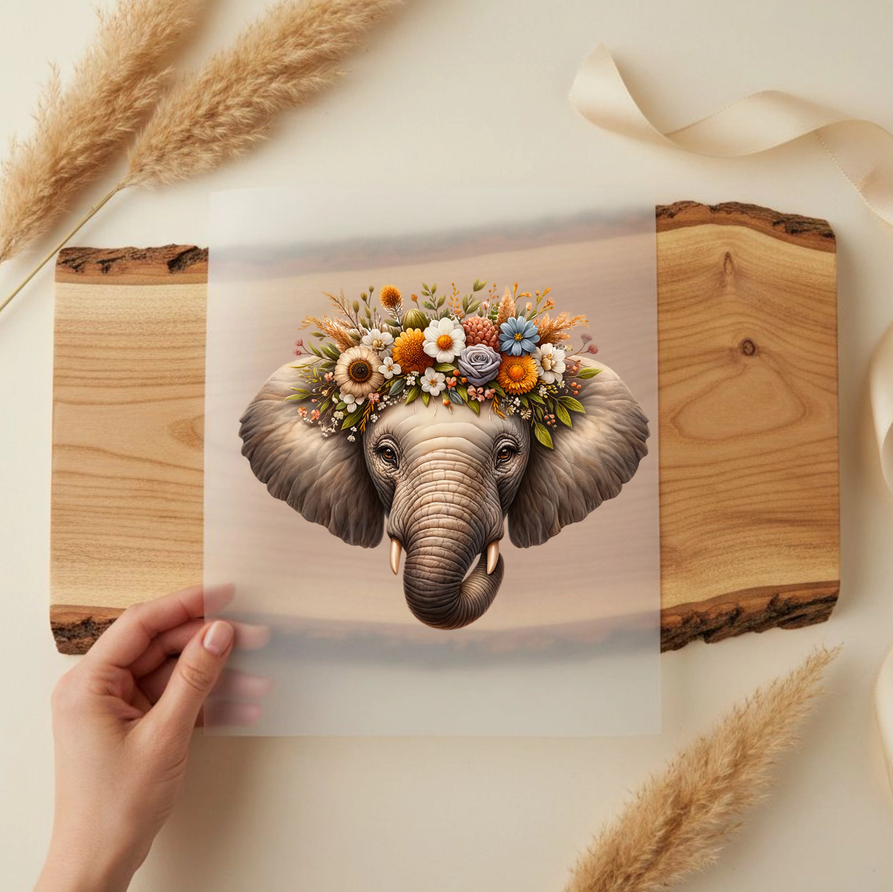 Bügelbild Naturkind Elefantenliebe