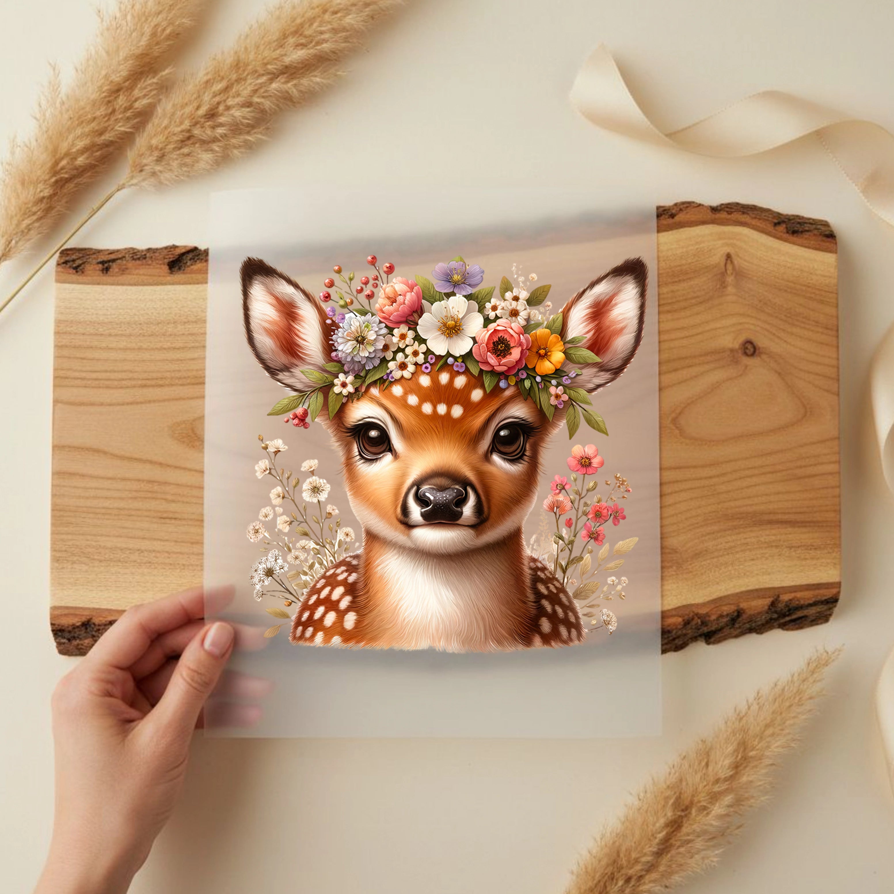 Bügelbild Reh Waldmärchen