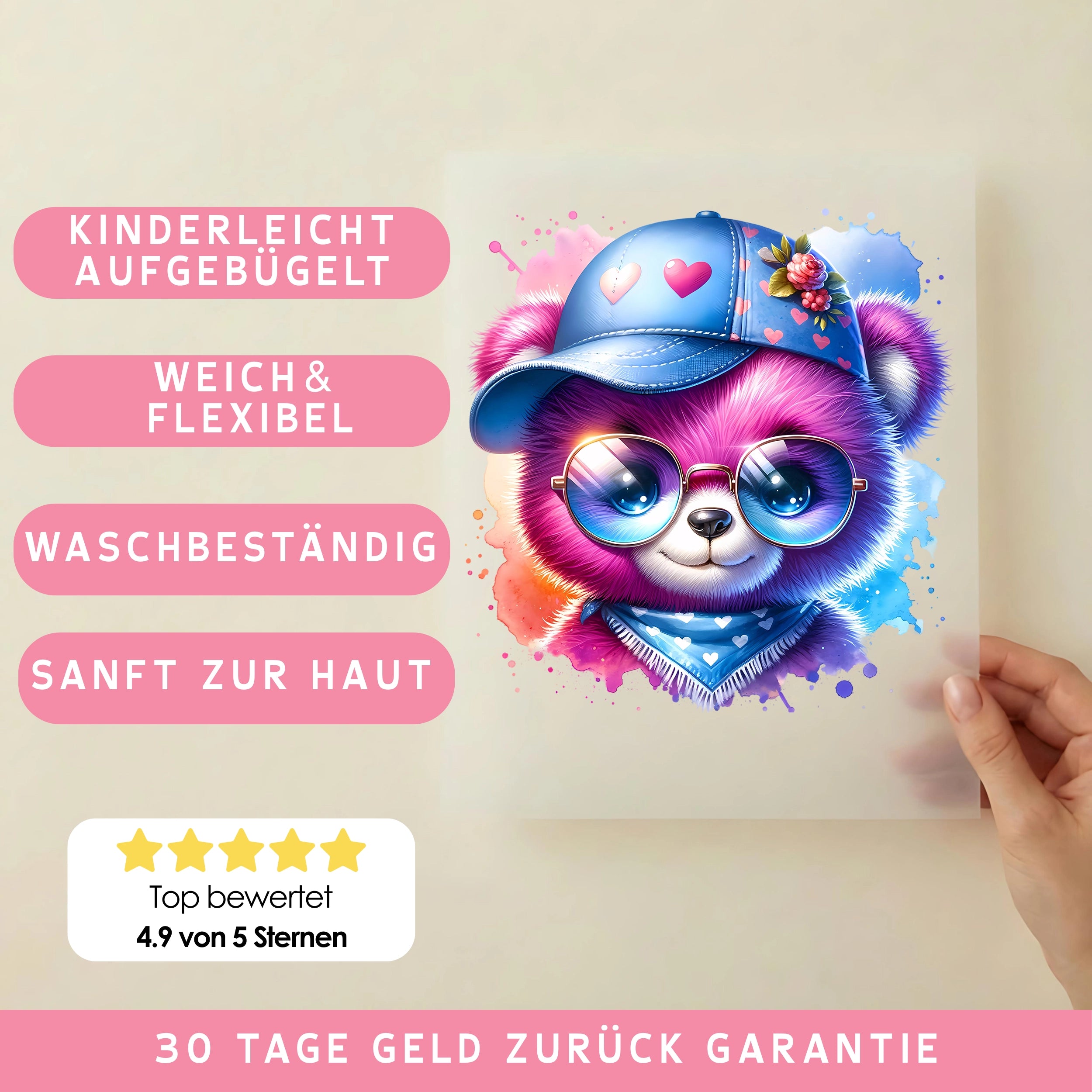 Bügelbild Stylisches Bärchen