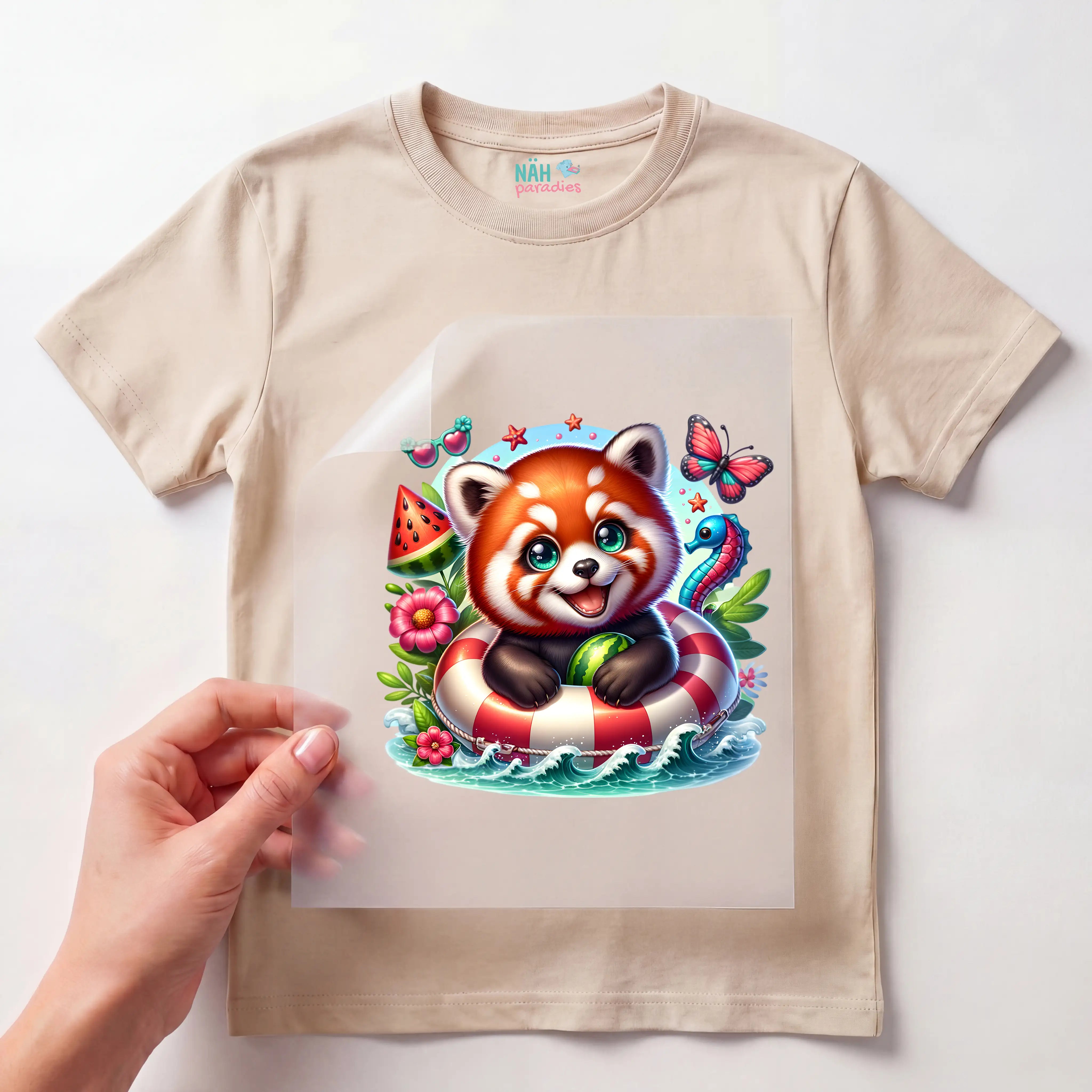 Bügelbild karibischer Roter Panda Wuschel