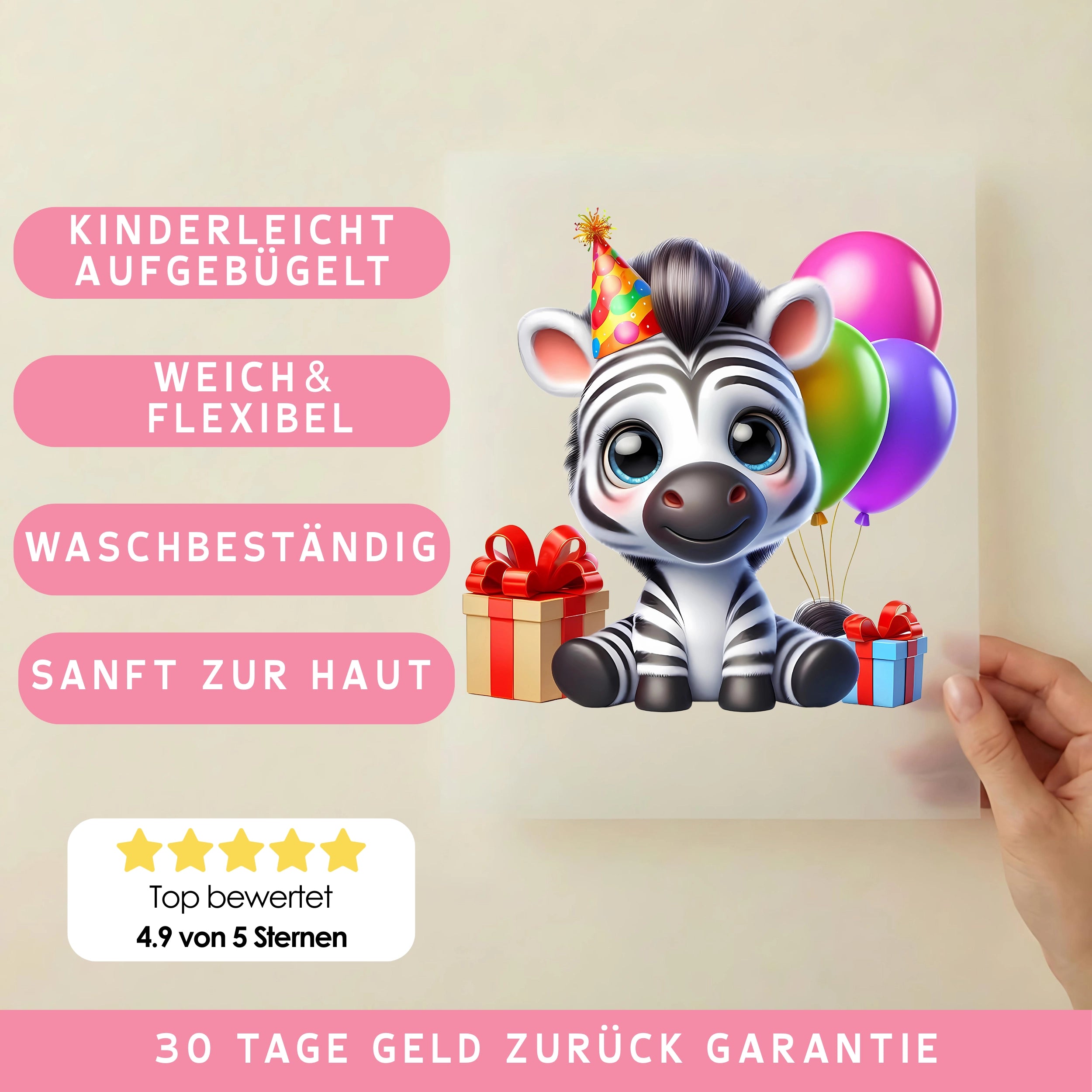 Bügelbild Baby Zebra Geburtstag