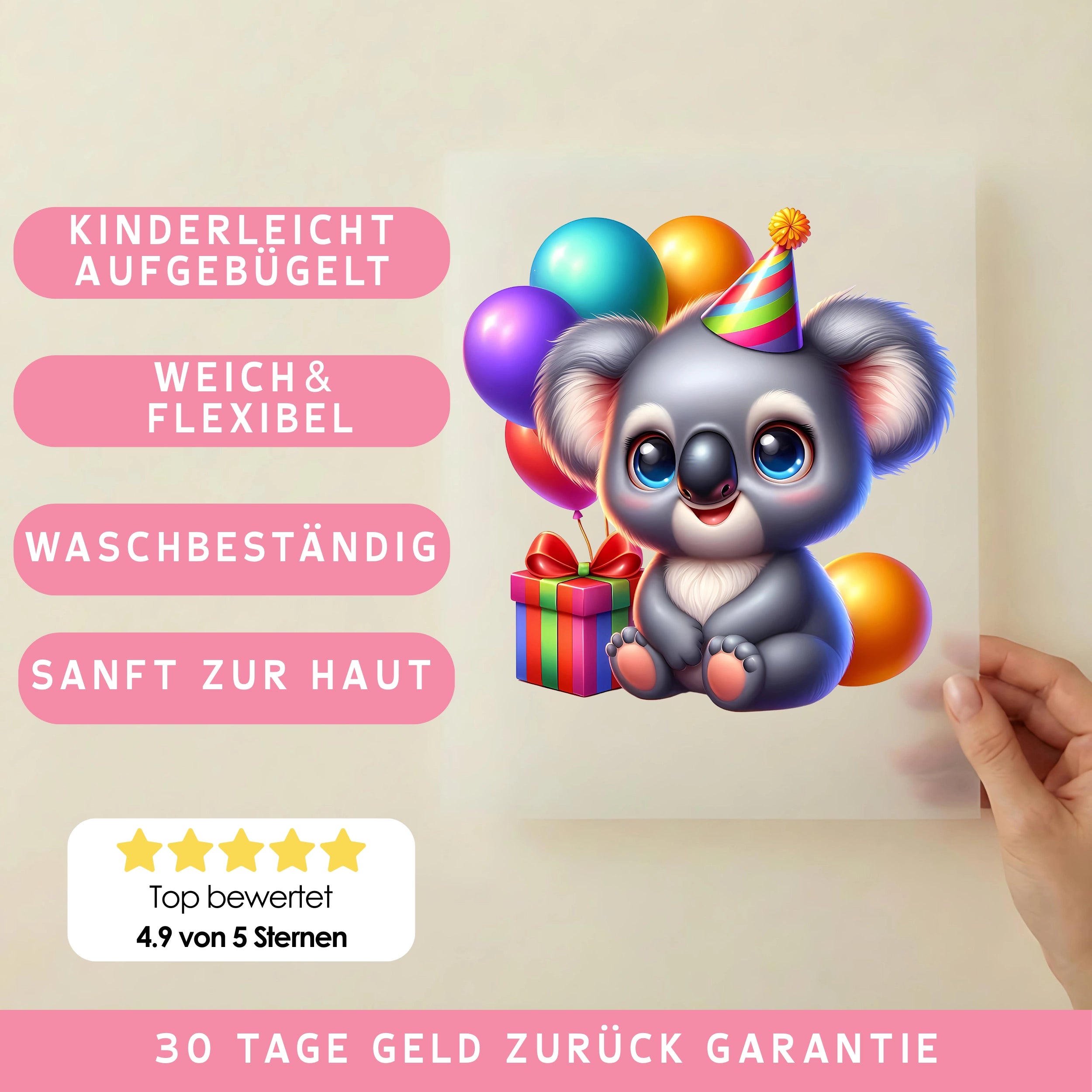Bügelbild Baby Koala Geburtstag