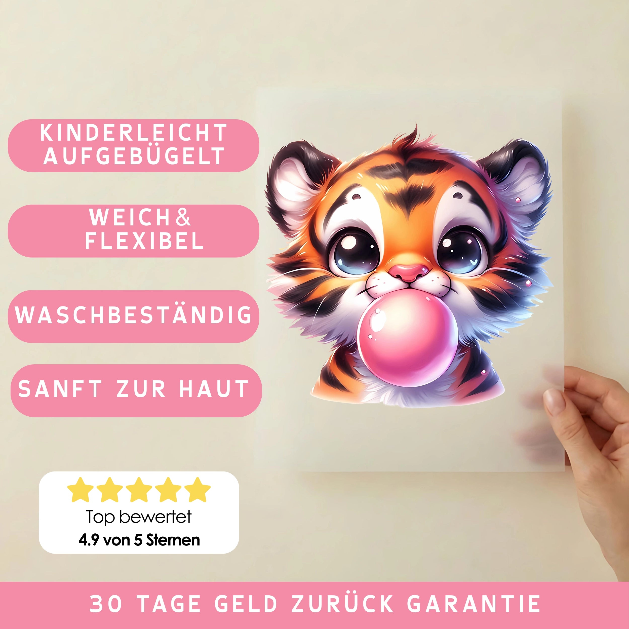 Bügelbild Tiger Bubblefun