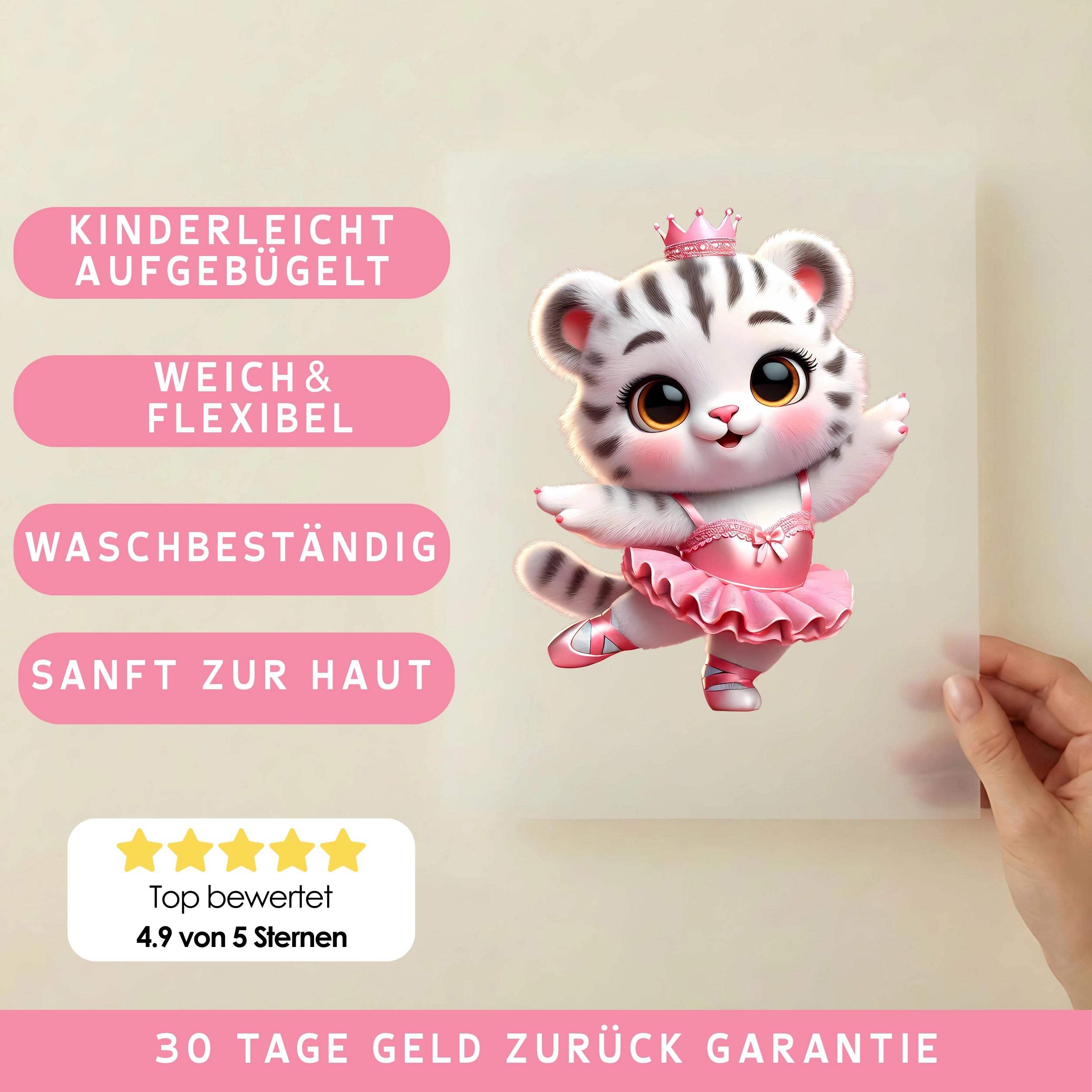 Bügelbild Ballerina Tigerchen Prinzessin