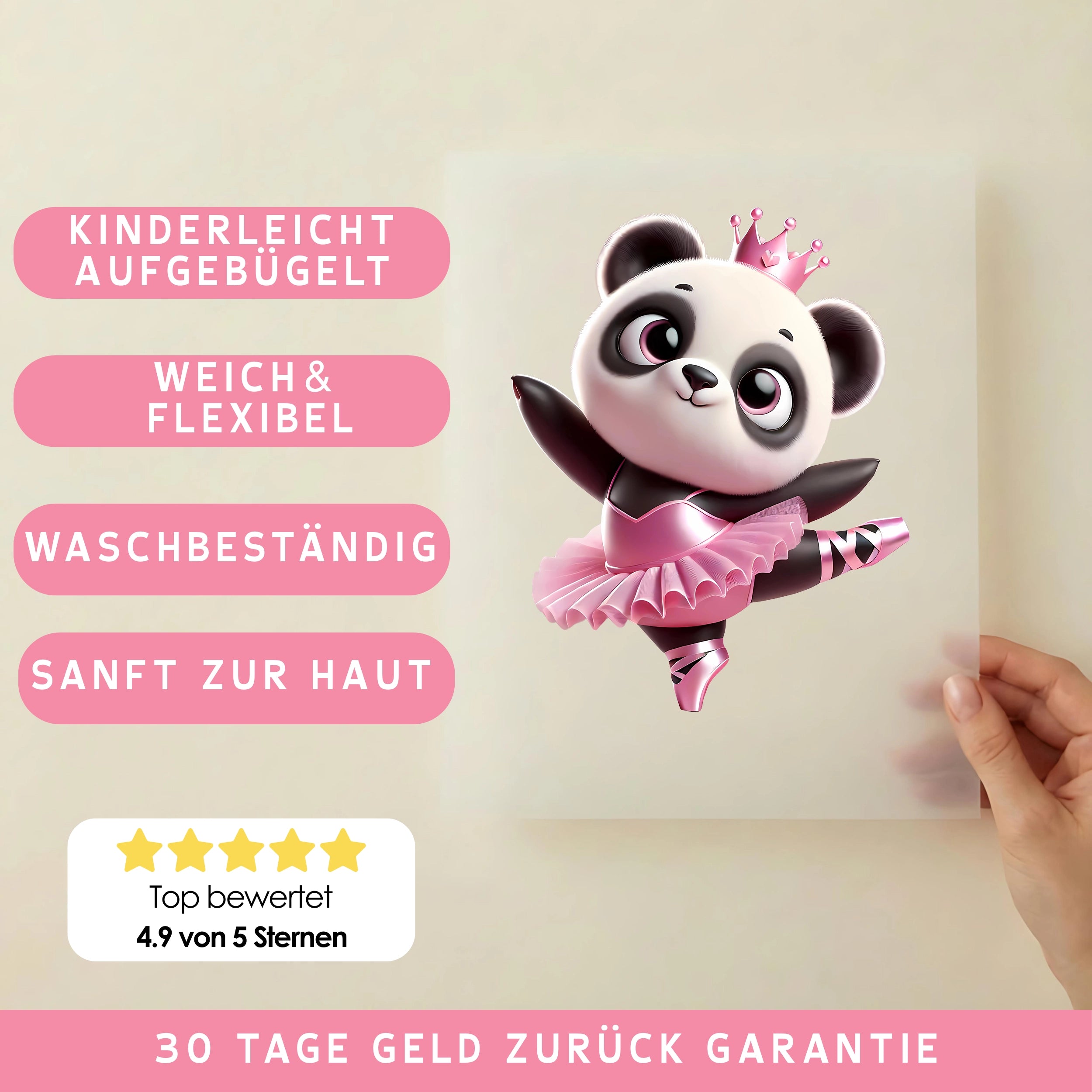 Bügelbild Ballerina Panda Prinzessin