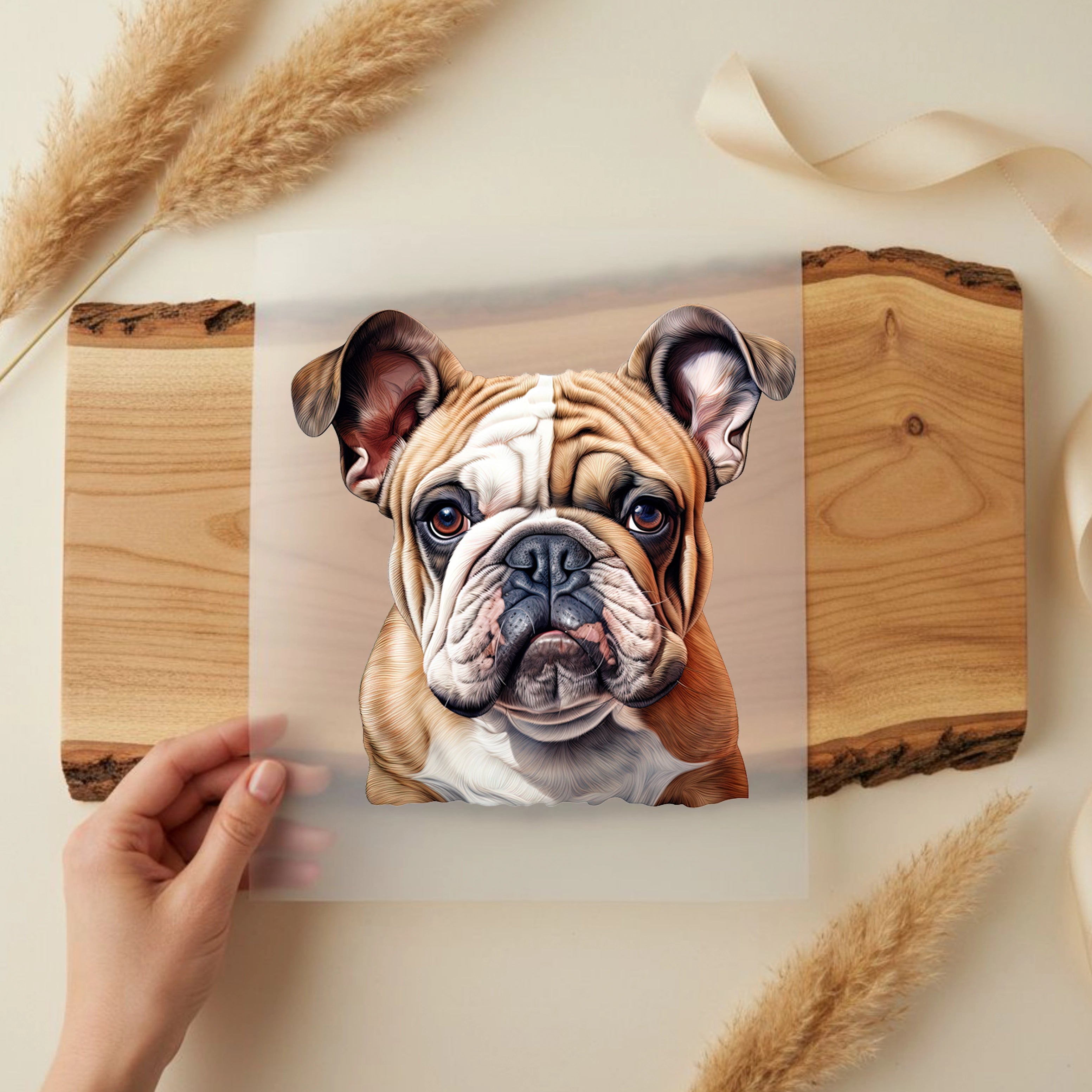 Bügelbild Hund Bulldogge Braun