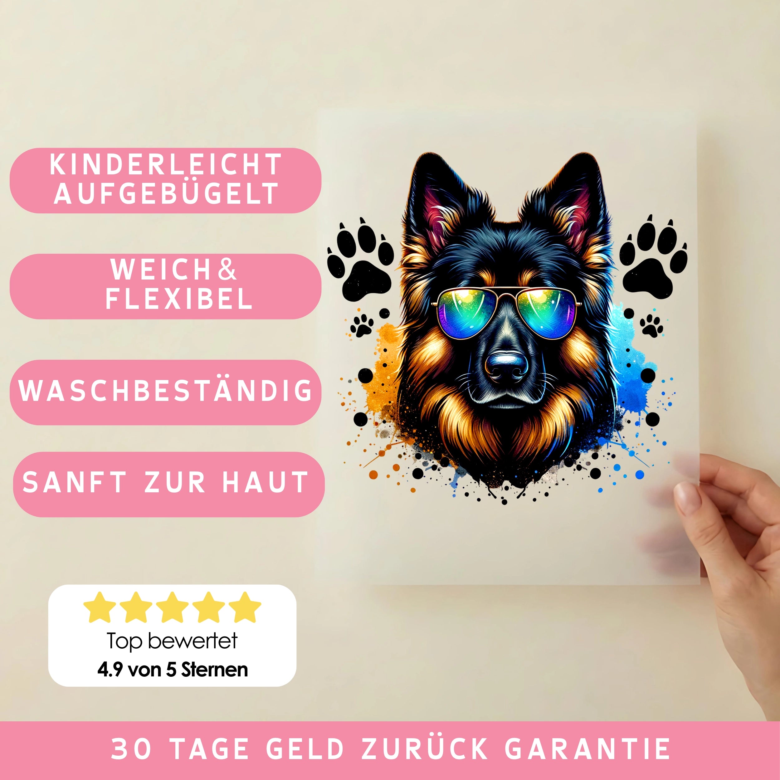Bügelbild Cooler Schäferhund Rex