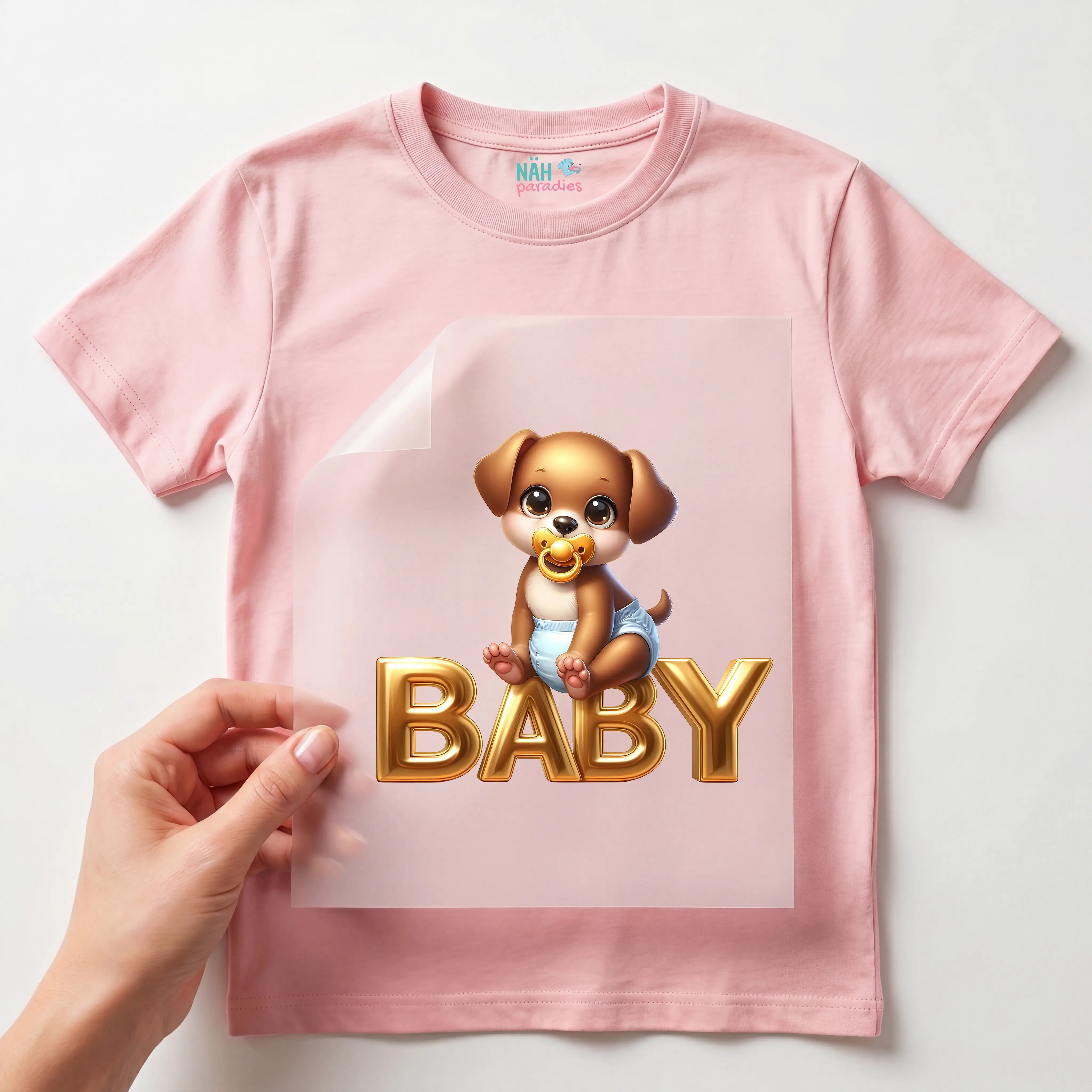 Bügelbild Baby Hund Goldi