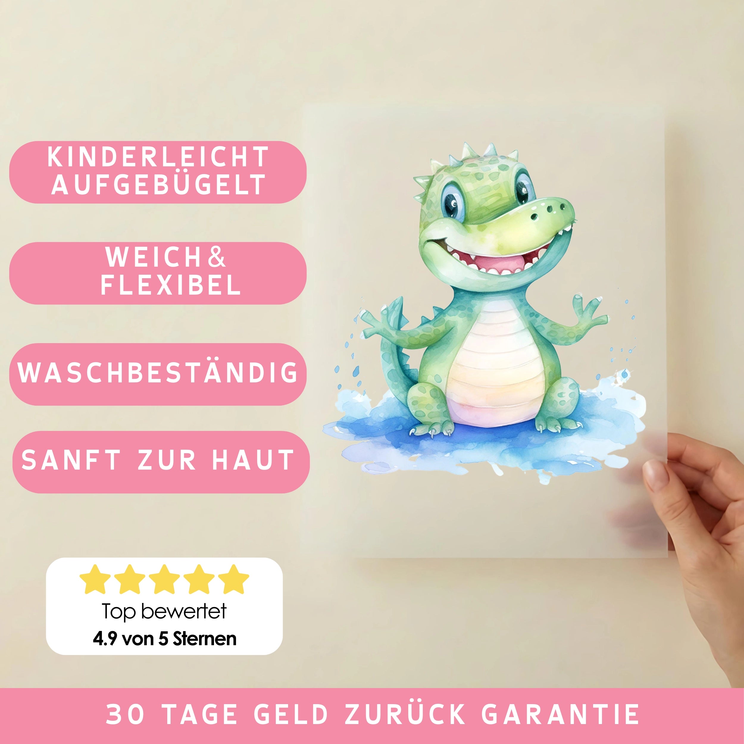 Bügelbild Krokodil Schnapsi