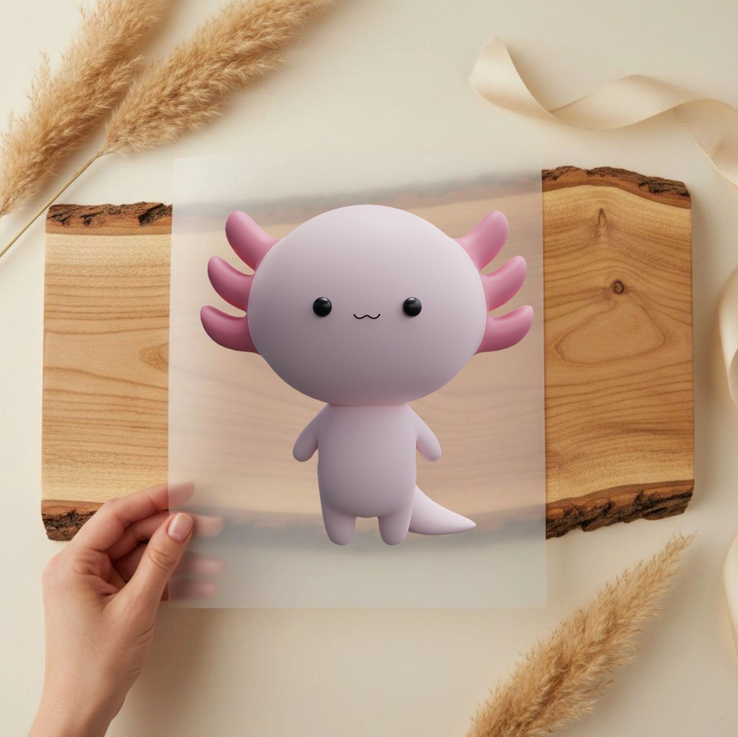 Bügelbild Axolotl Rosa
