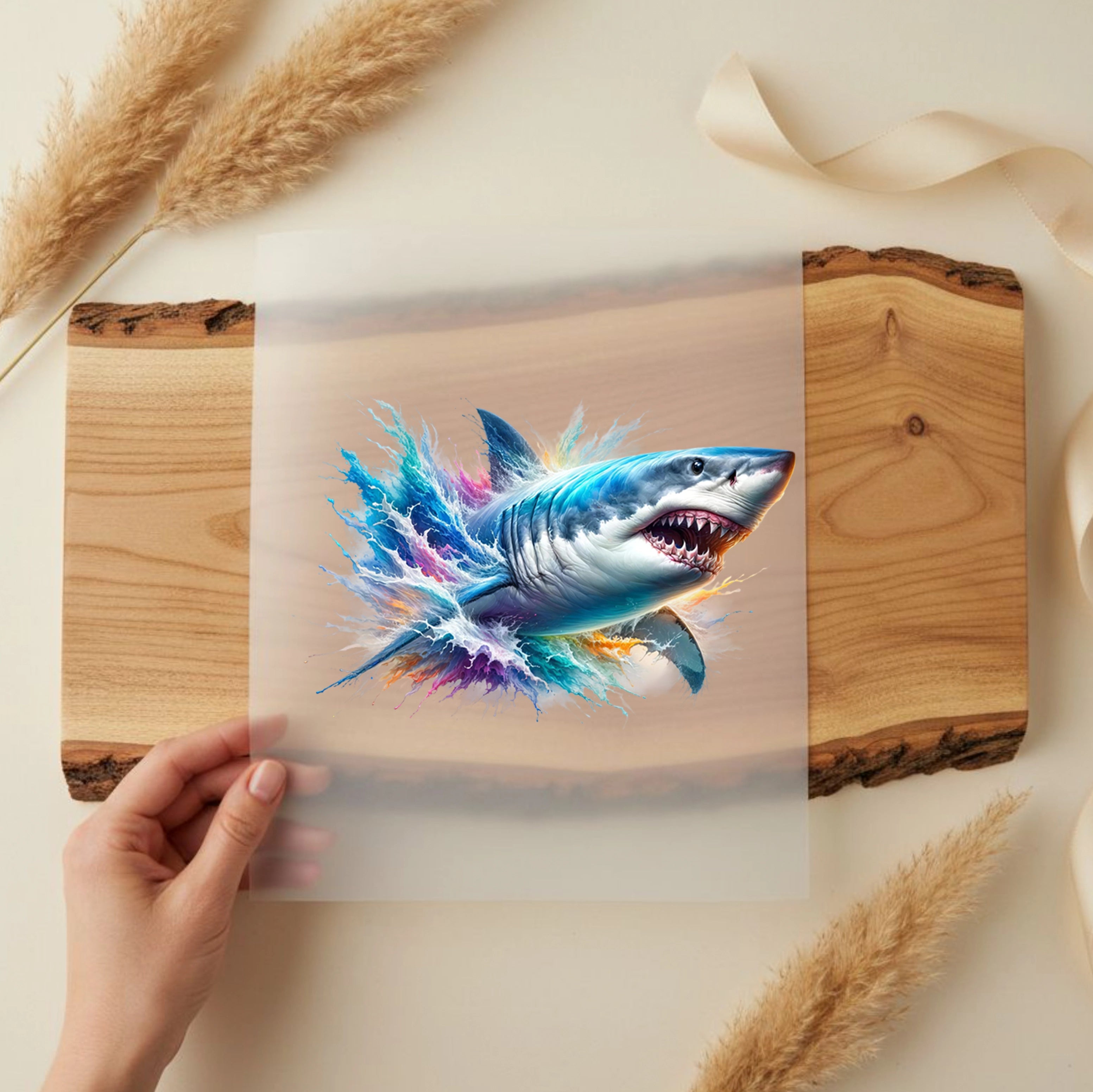 Bügelbild Hai Splash