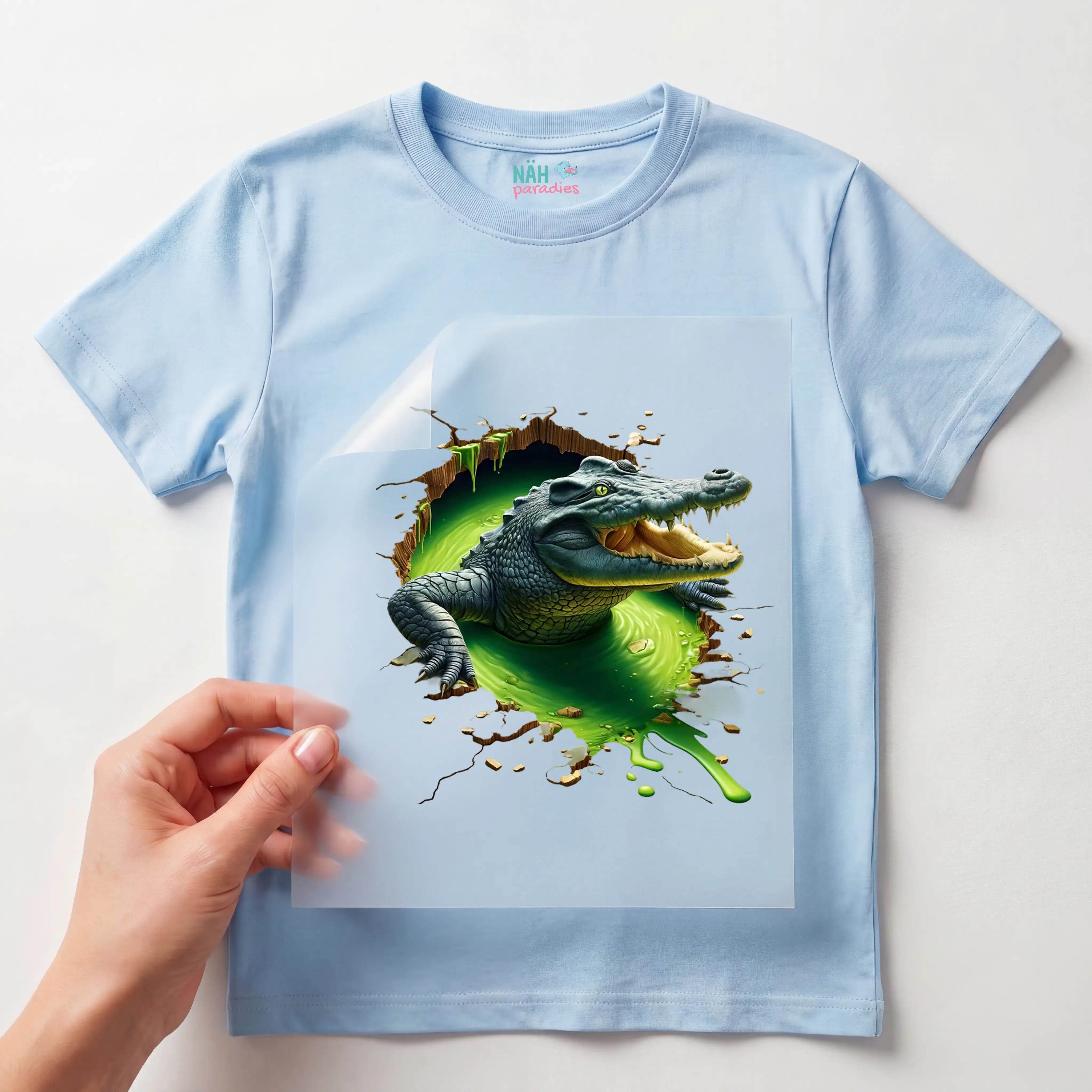 Bügelbild Krokodil Schleimexperte
