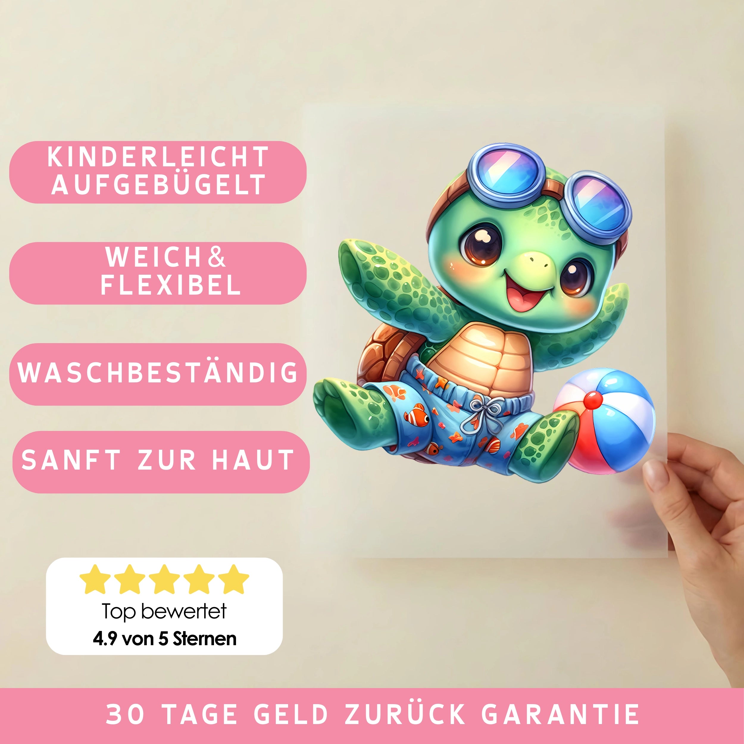 Bügelbild Schildkröte Fröhlicher Wasserspaß