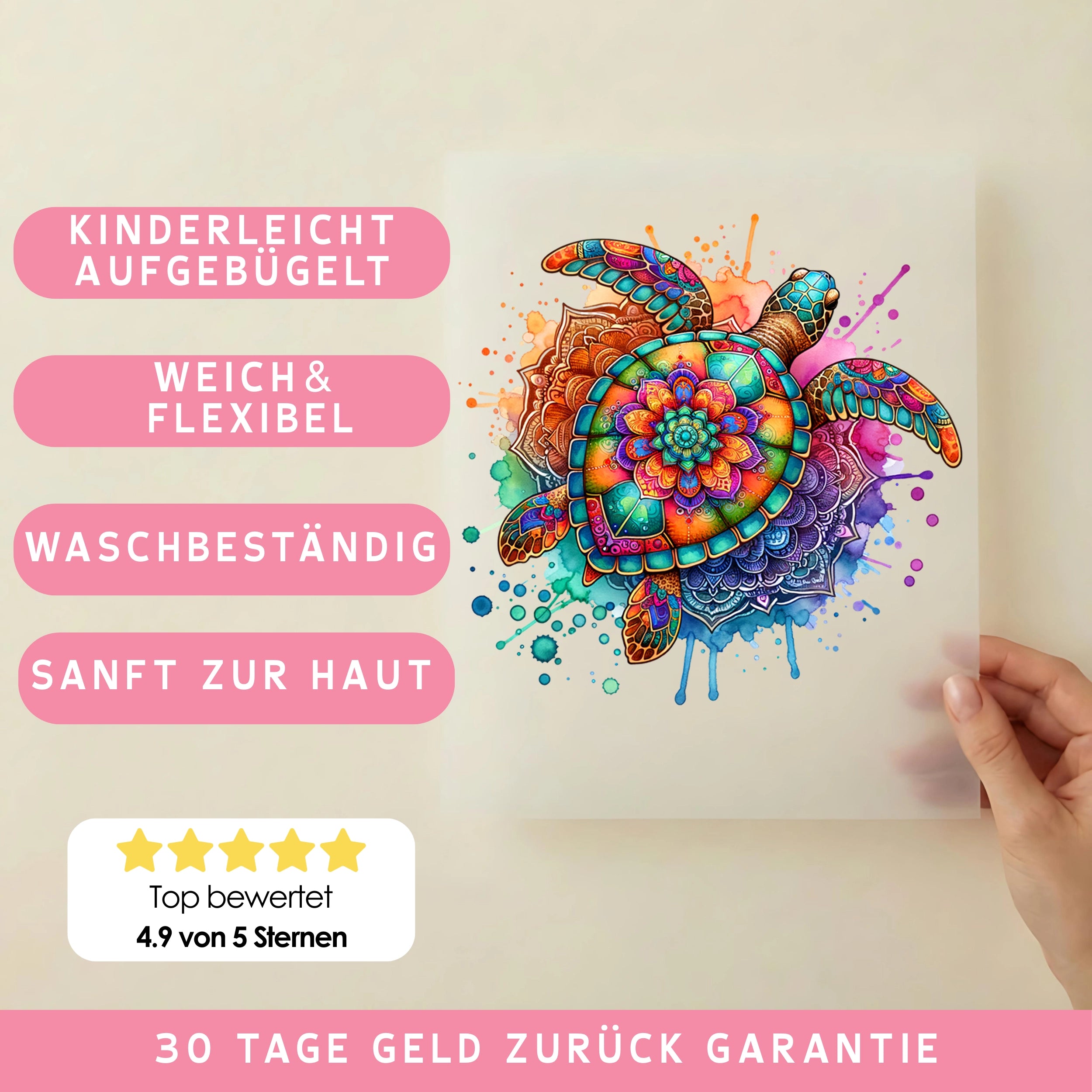 Bügelbild Schildkröte traumhafter Mandala