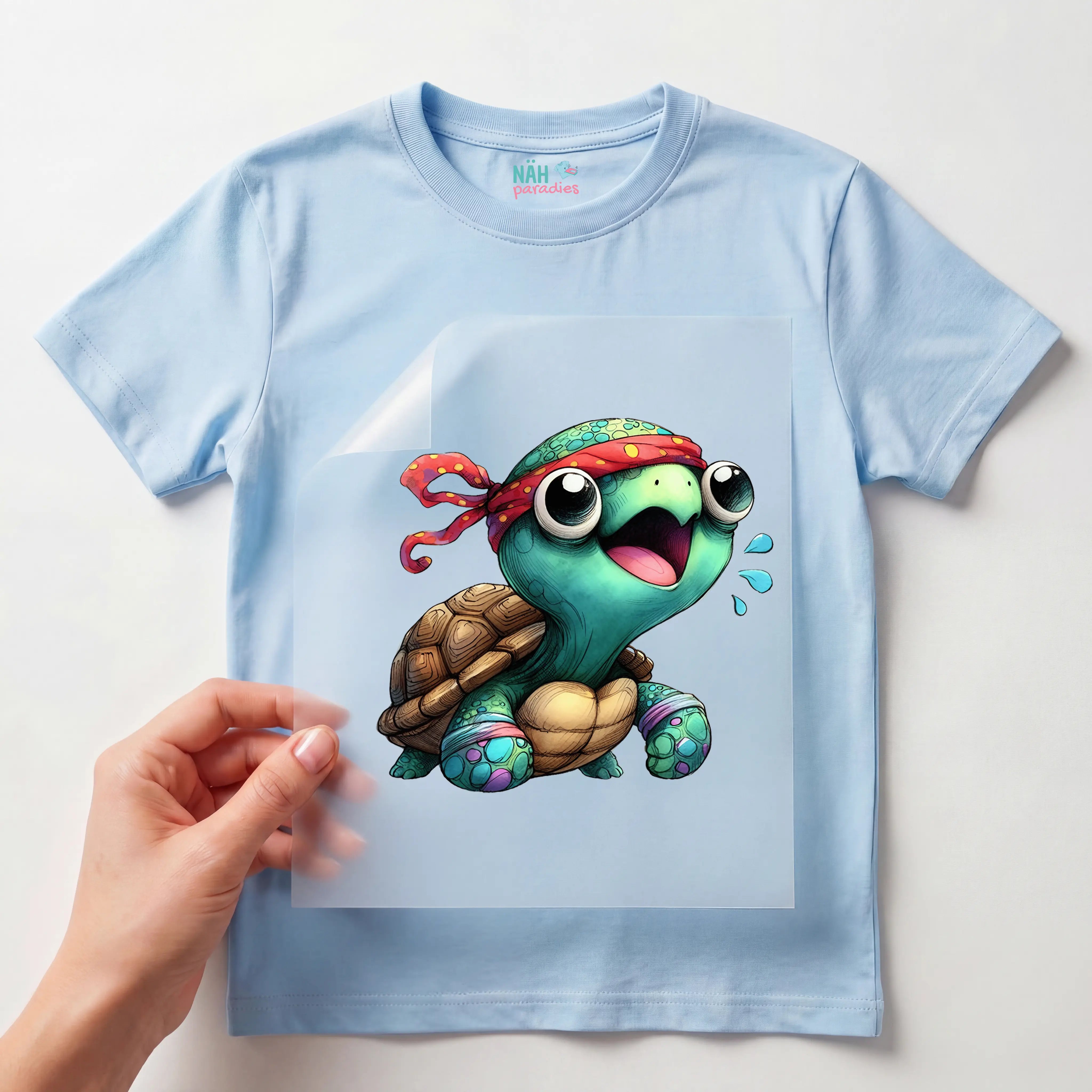 Bügelbild Schildkröte Banditenherz